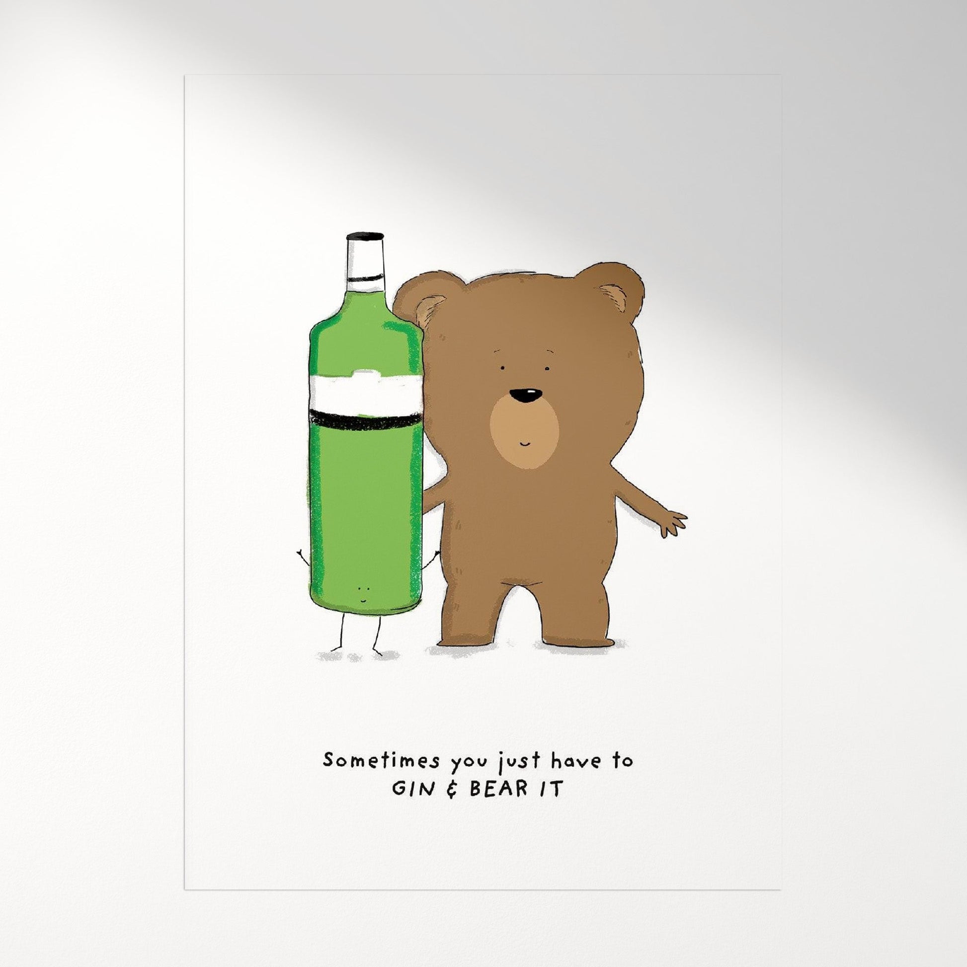 Gin and Bear It Print – Funny A4 Gin Wall Art Gift