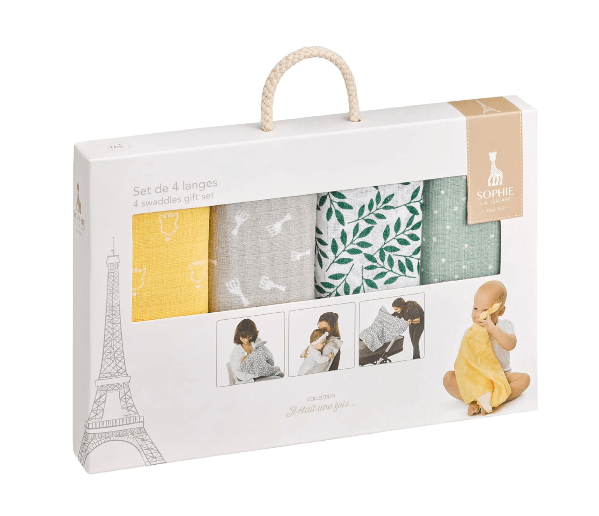 Four Coloured Muslin Swaddles Gift Set