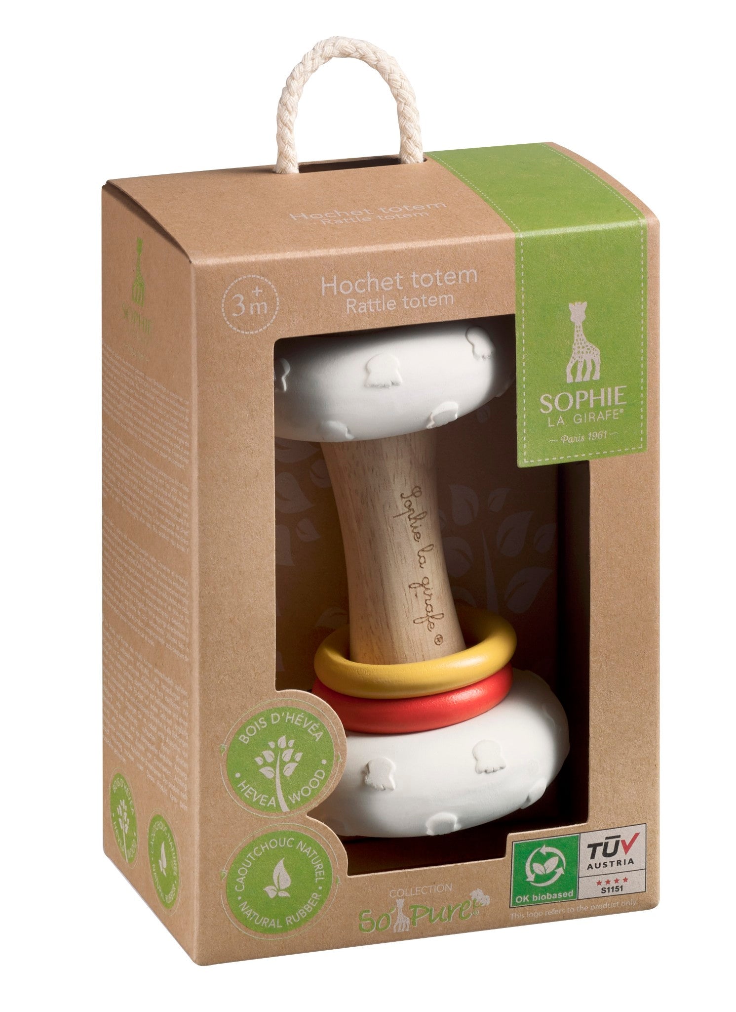 Rattle Totem Natural Rubber and Wood Sensory Toy
