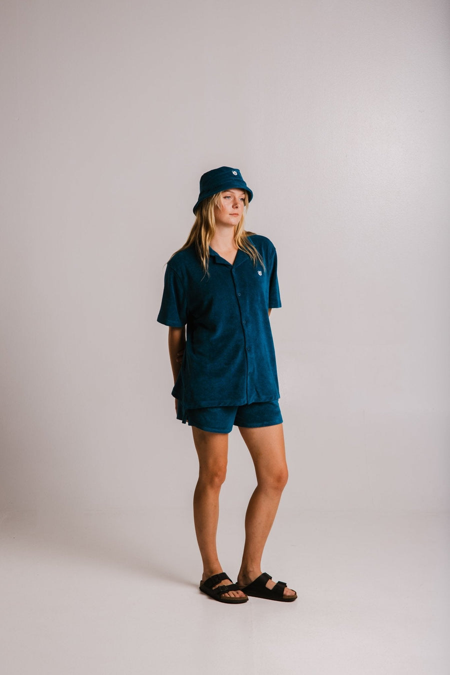 Unisex Embroidered Terry Shirt – Relaxed Fit Cotton Blend by Sossu at www.brixbailey.com