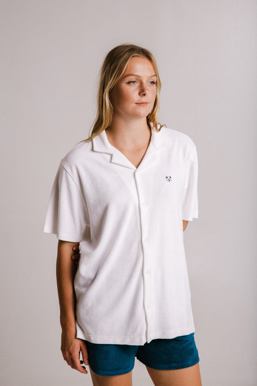 Embroidered Terry Shirt – Unisex Relaxed Fit Cotton Blend by Sossu at www.brixbailey.com