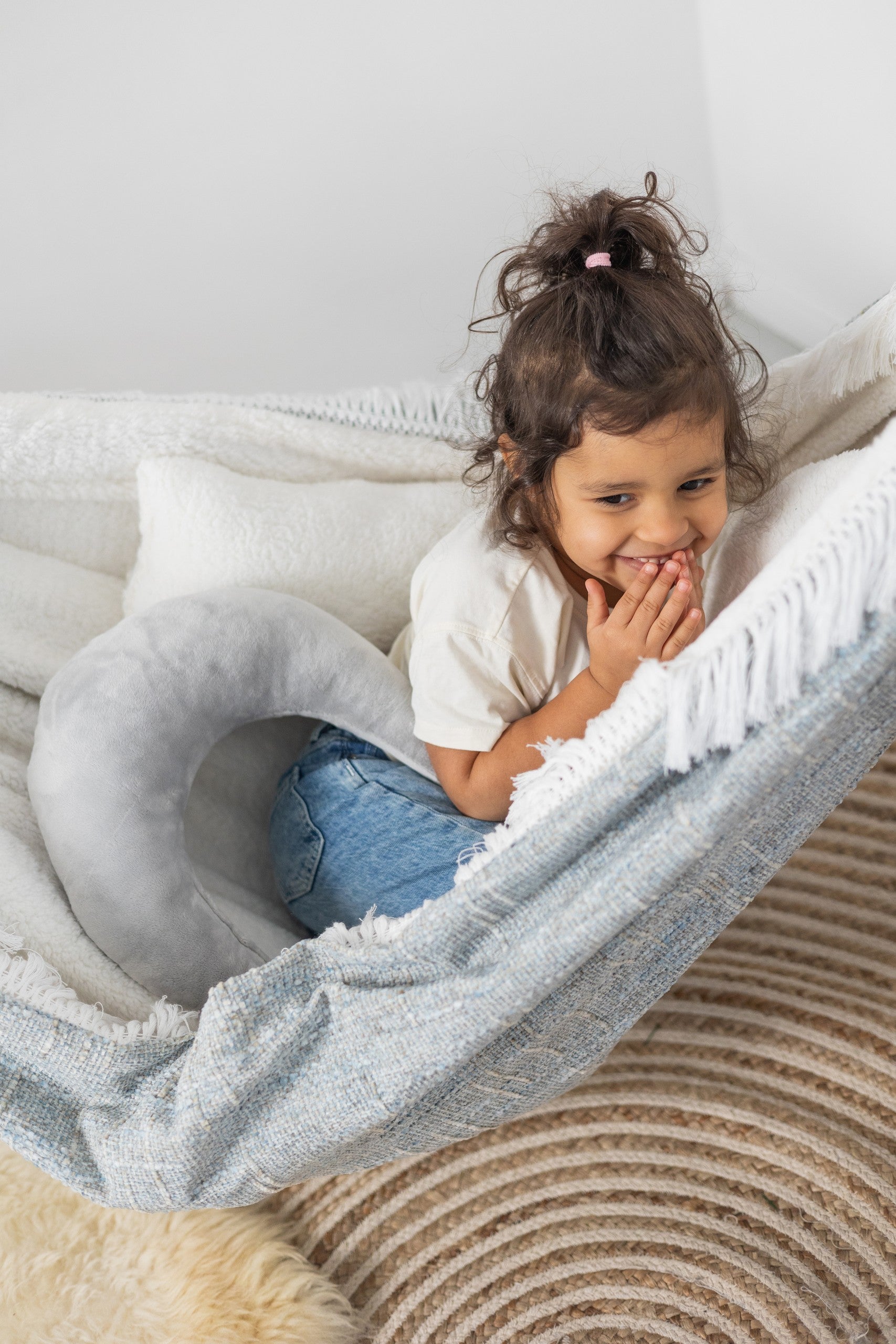 The Little Haven Hammock - Checkered Boucle Knit for Kids: Comfortable, Safe & Handmade by Sówka at www.brixbailey.com