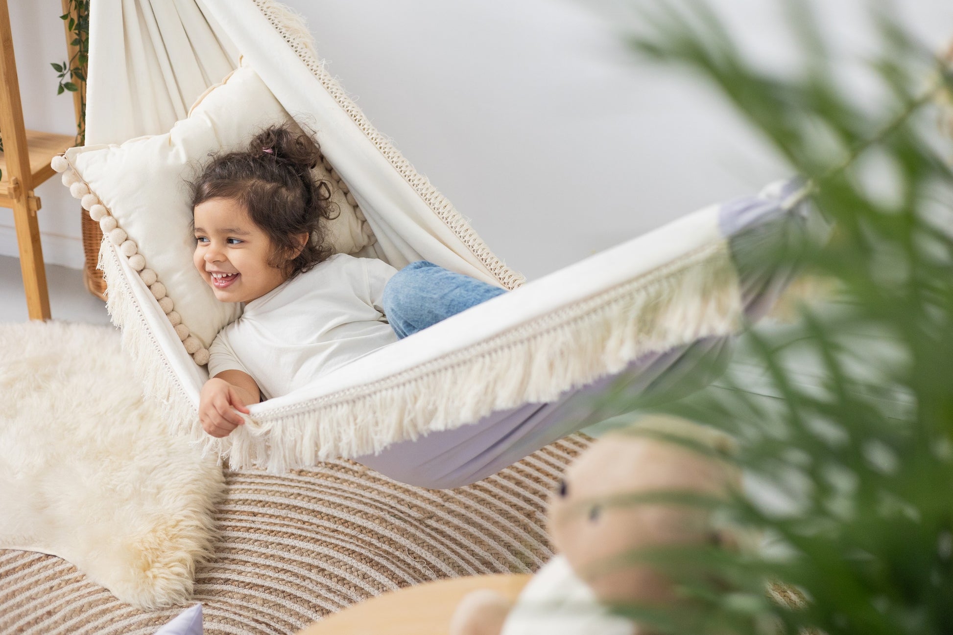 Moonlight Dream Hammock - Soft Lilac, Handmade & Child-Safe: Perfect for Relaxation and Imagination by Sówka at www.brixbailey.com