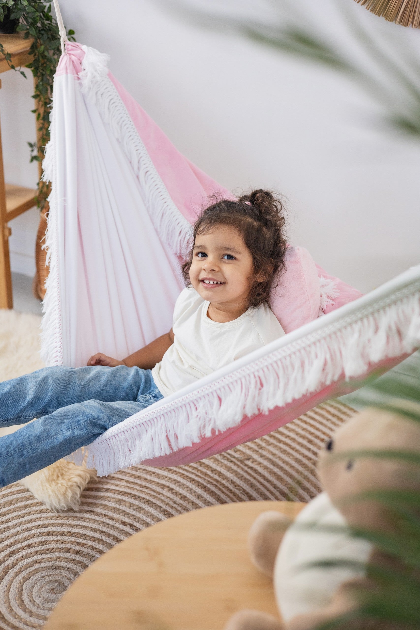 Soft Pink Handmade Hammock for Children - Cozy, Safe & Stylish by Sówka at www.brixbailey.com