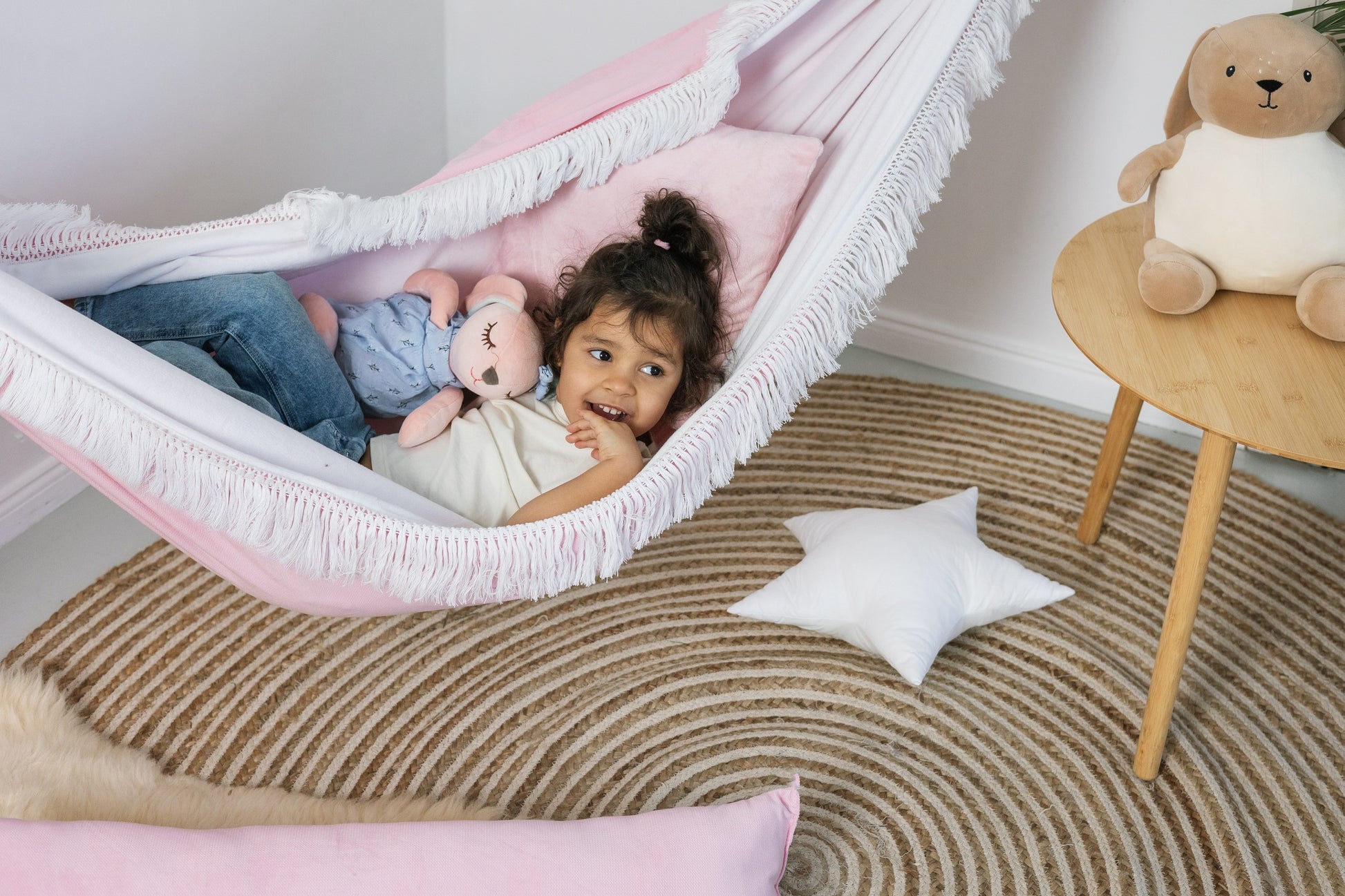 Rose Dream Hammock for Kids - Soft, Safe, and Stylish Pink Hammock Handmade in Poland by Sówka at www.brixbailey.com