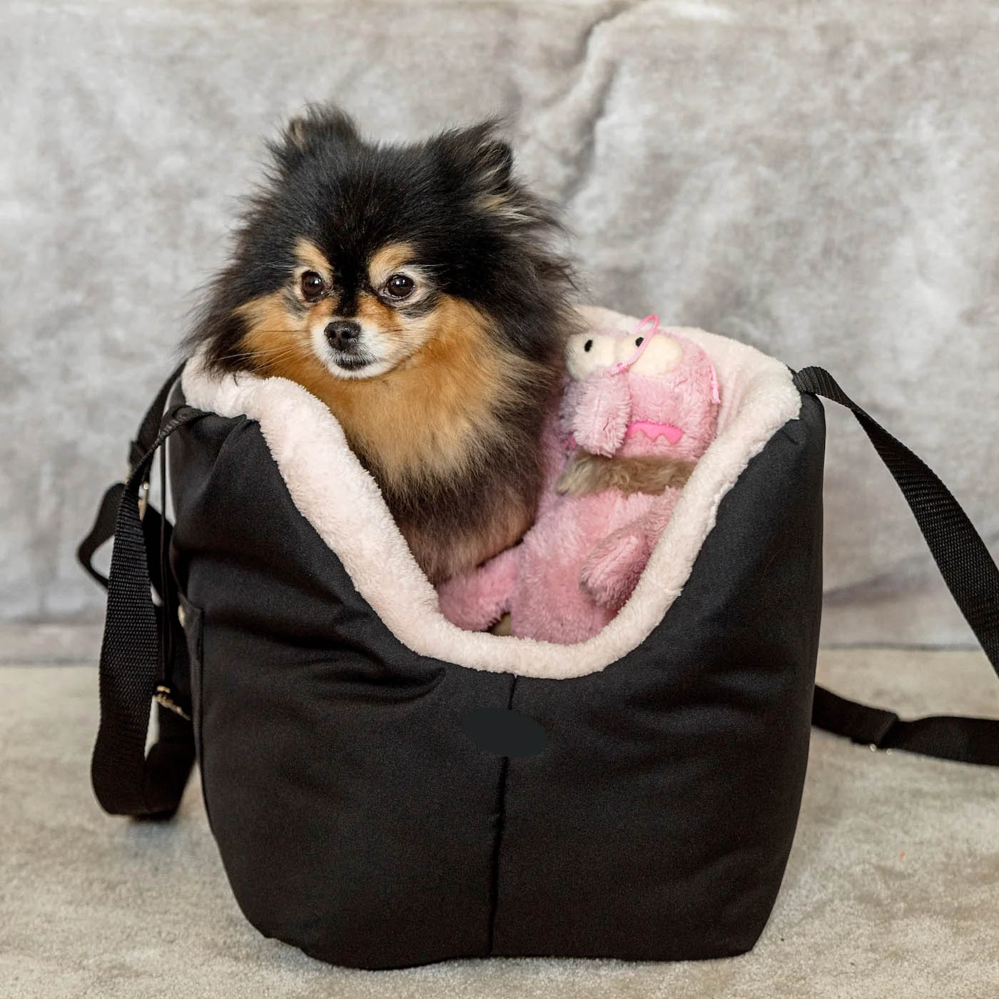 Soho Poms Black & Beige Luxury Rainy Bear Dog Carrier