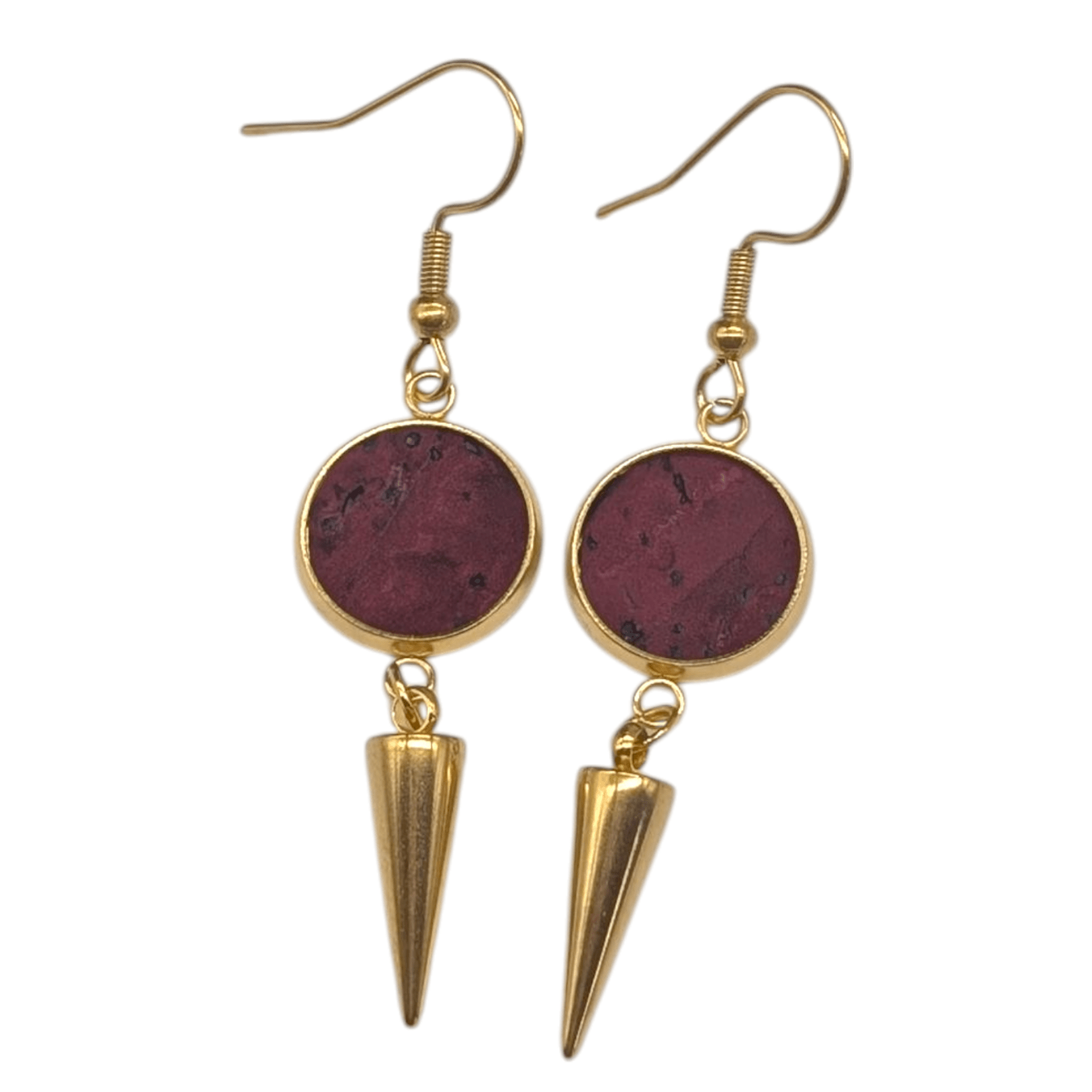 Spiked cork and steel earrings