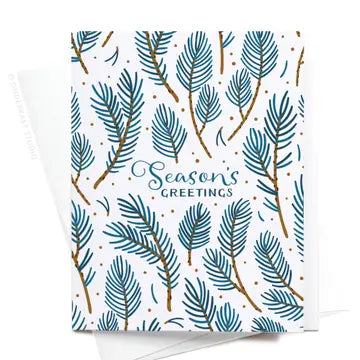 Seasons Greetings Winter Spruce Greeting Card