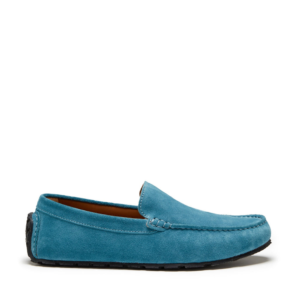 Petrol Blue Suede Driving Loafers