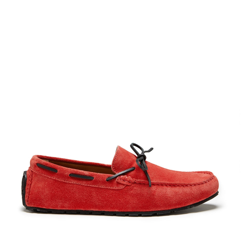 Red Suede Driving Loafers with Recycled Tyre Sole