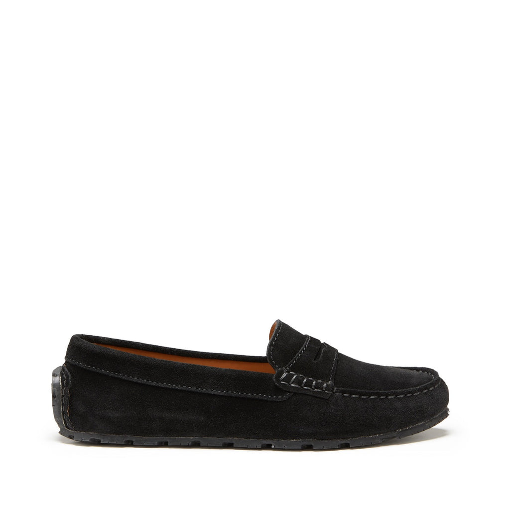 Women's Black Suede Penny Loafers
