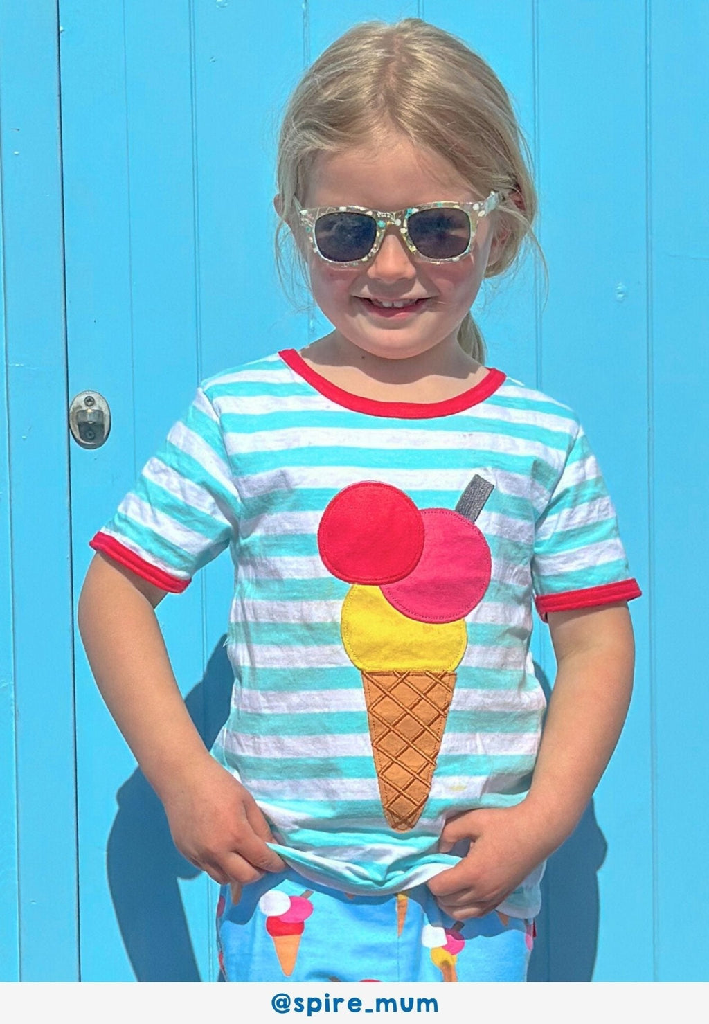 Organic Ice Cream Applique Short Sleeved T Shirt