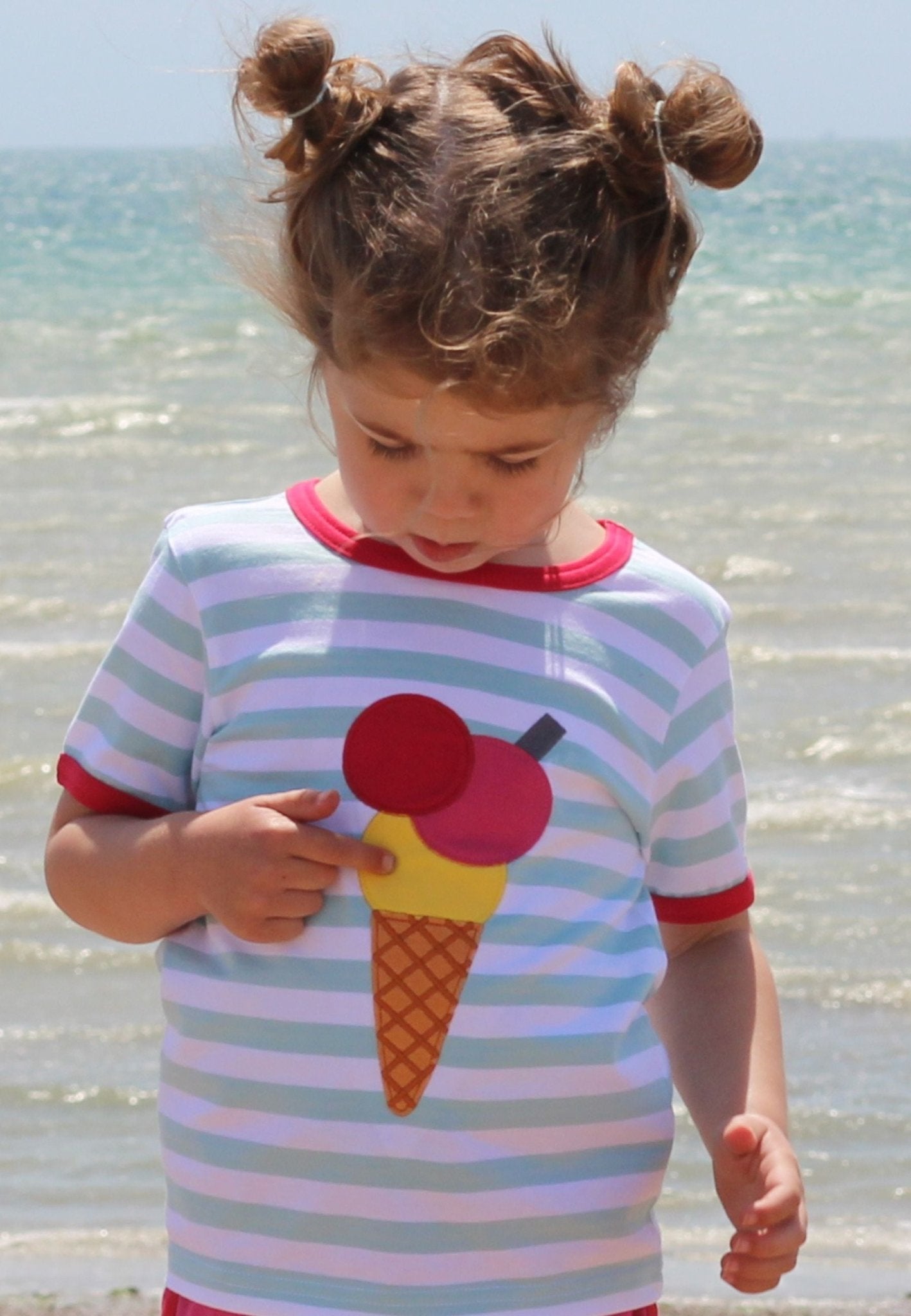 Organic Ice Cream Applique Short Sleeved T Shirt