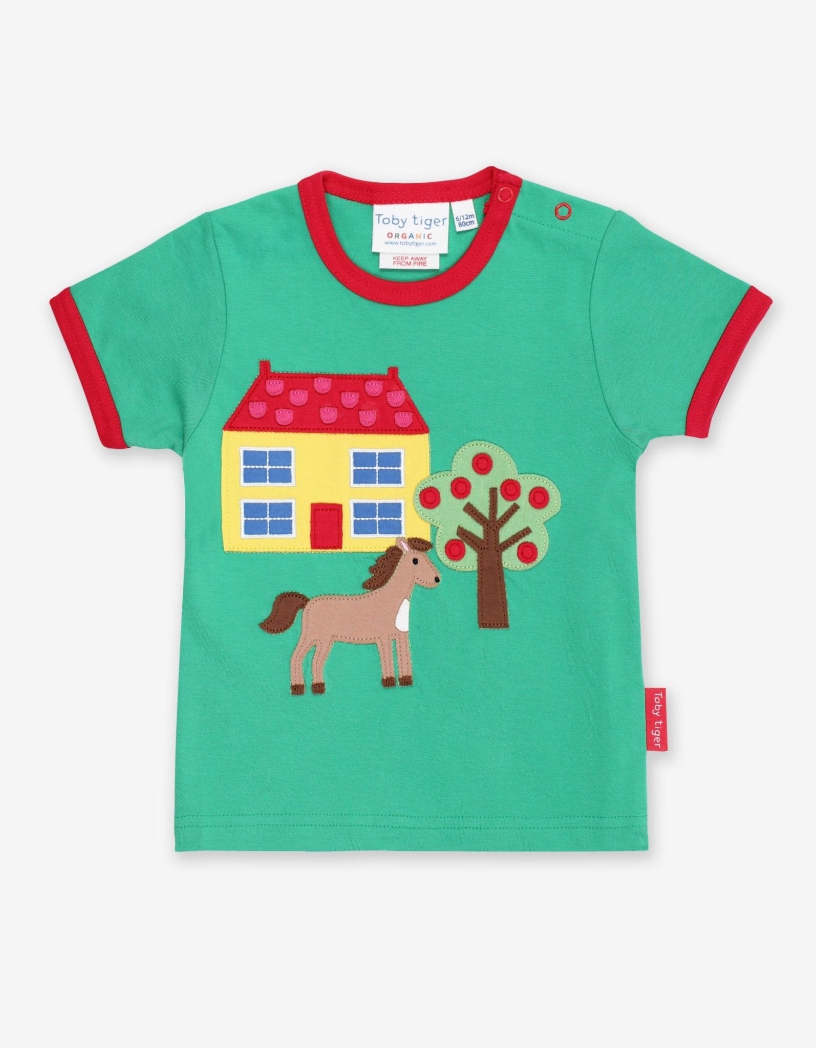 Organic Animal Farm Applique Short Sleeved T Shirt for Kids