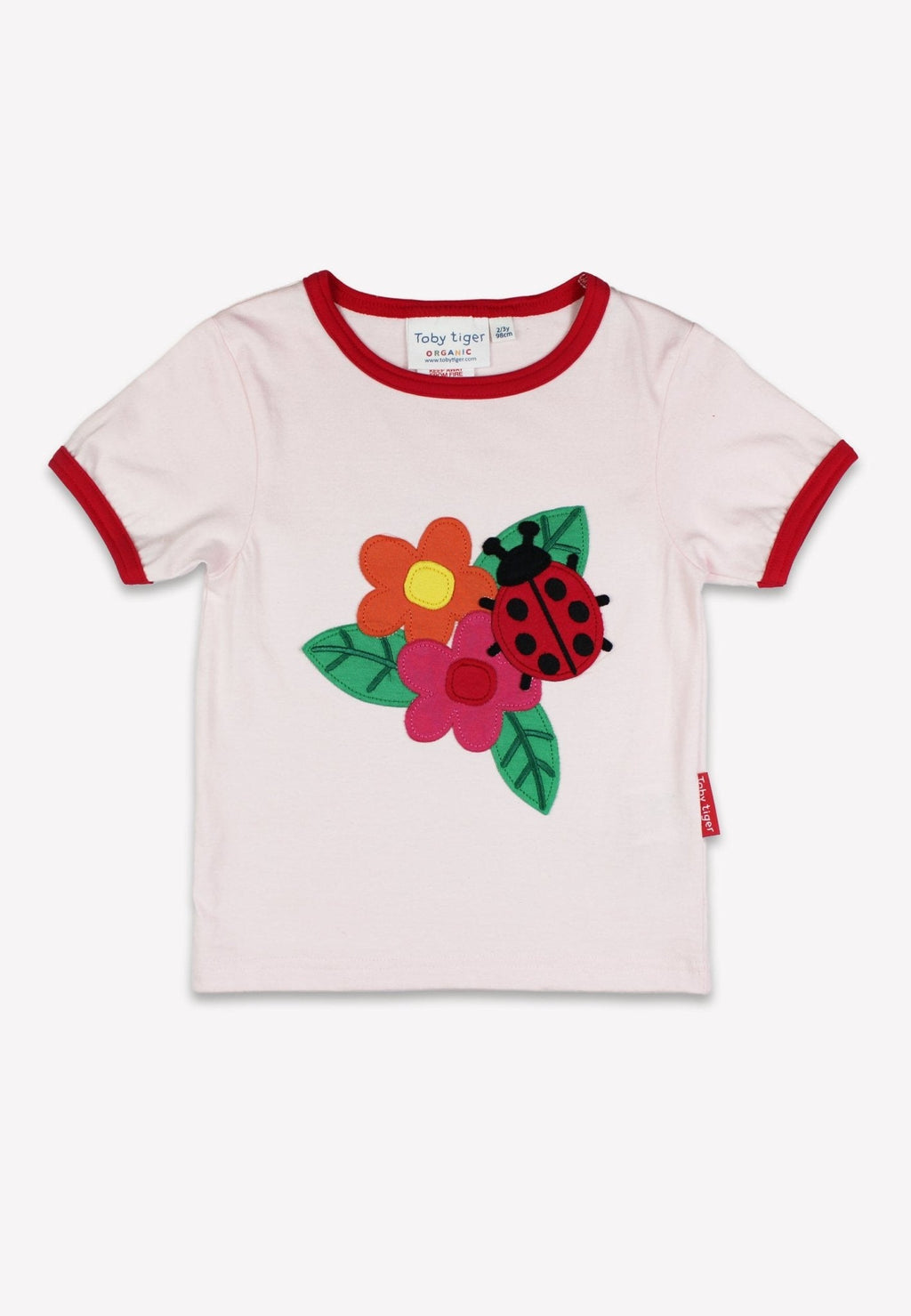 Organic Ladybird Applique Short Sleeved T Shirt for Babies