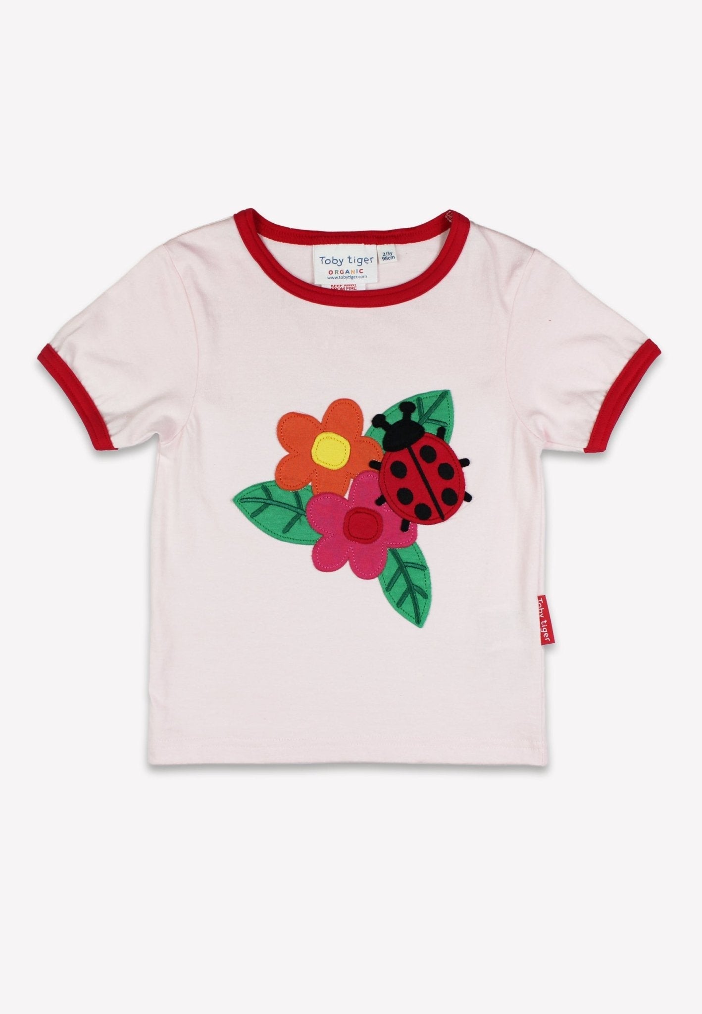 Organic Ladybird Applique Short Sleeved T Shirt for Babies