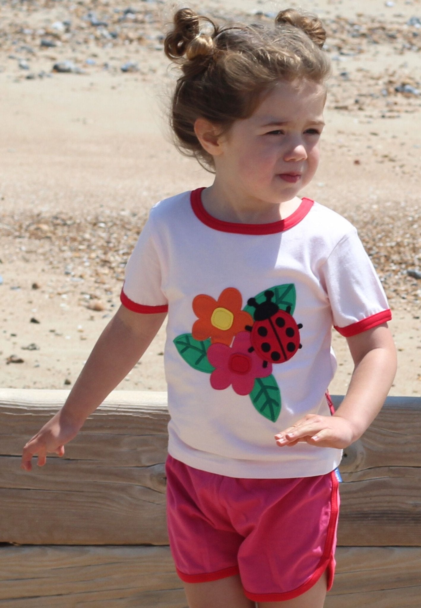 Organic Ladybird Applique Short Sleeved T Shirt for Babies