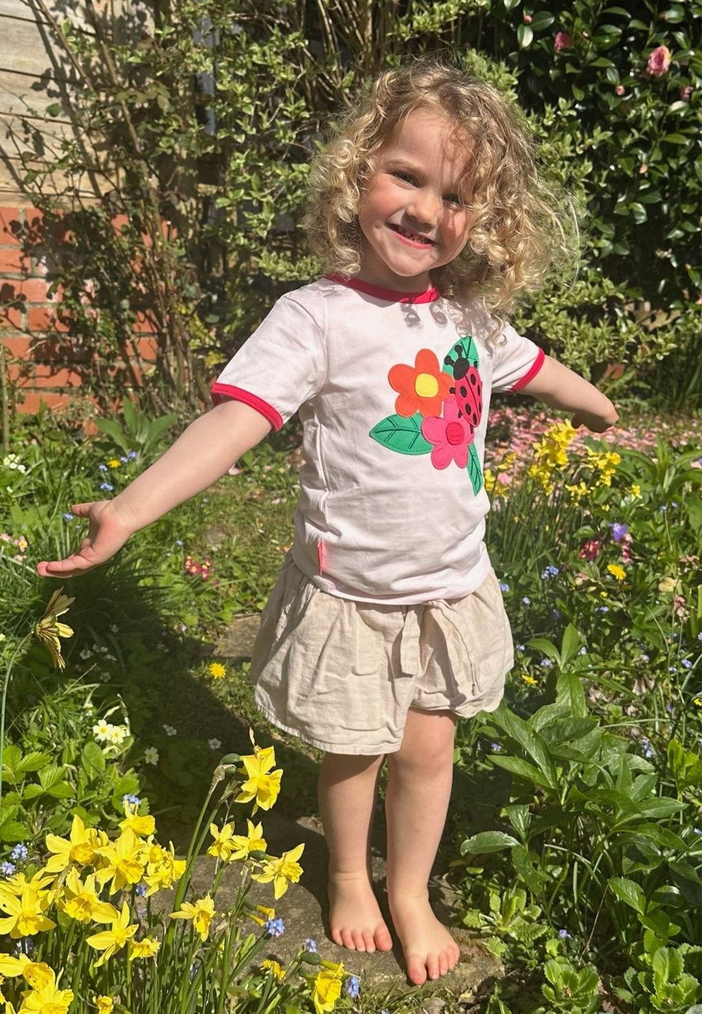 Organic Ladybird Applique Short Sleeved T Shirt for Babies