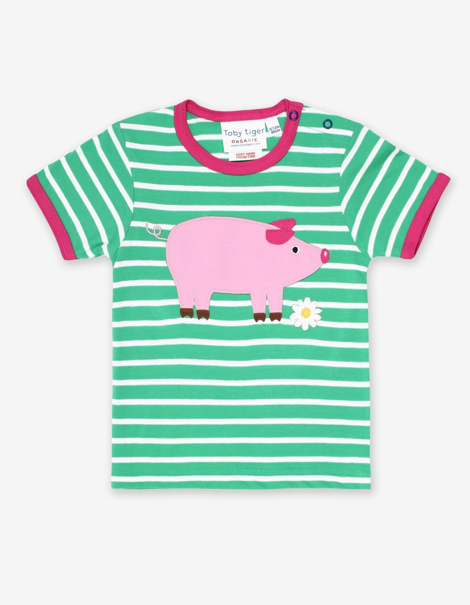 Organic Pig Applique Short Sleeved T Shirt