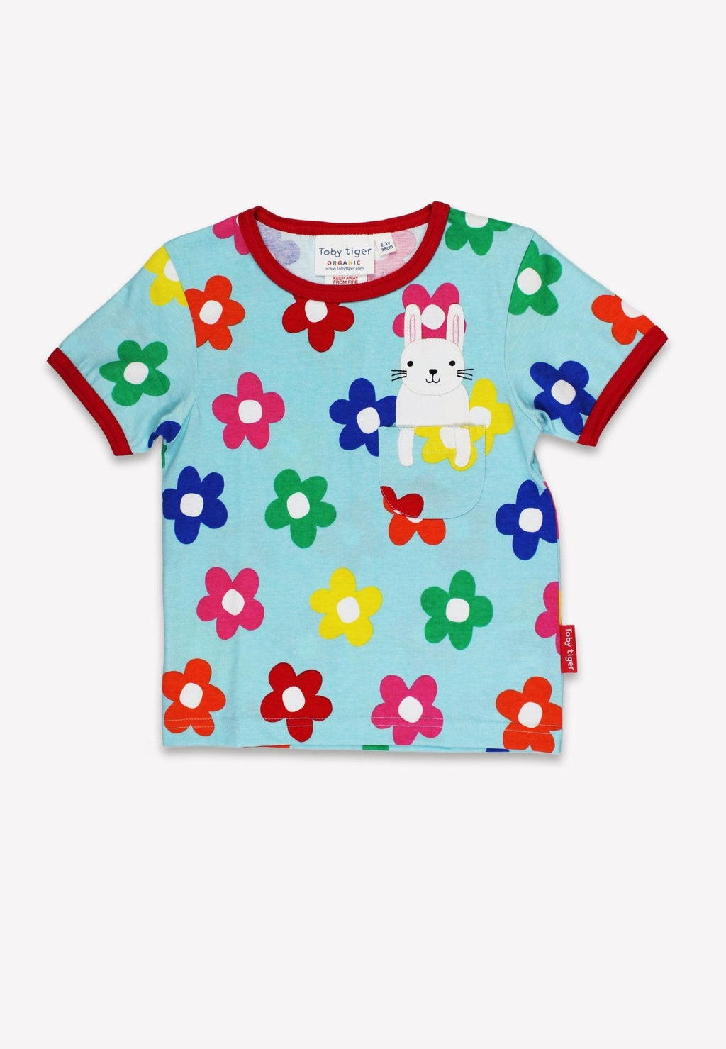 Organic Rainbow Bloom Bunny Pocket T-Shirt for Babies