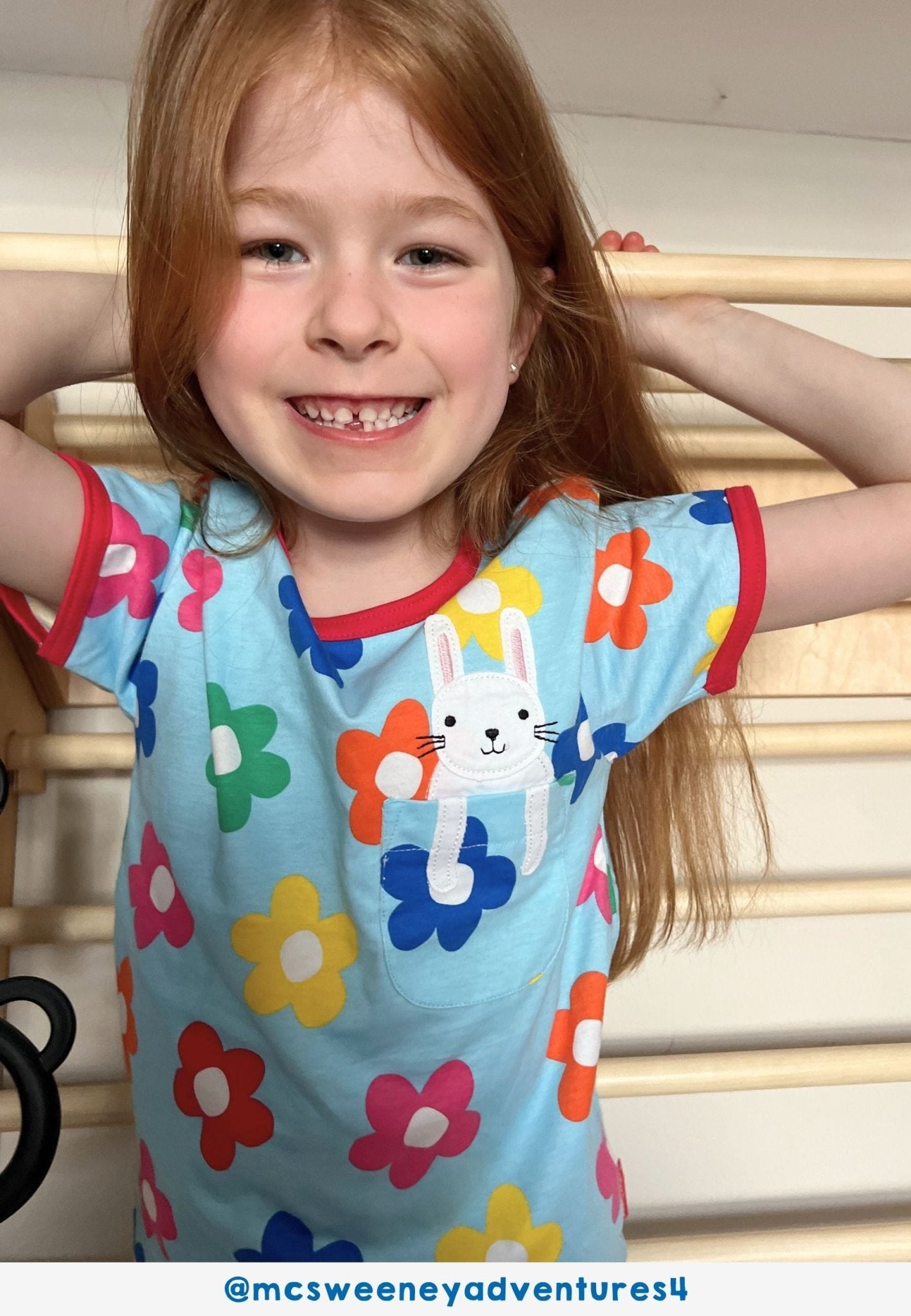 Organic Rainbow Bloom Bunny Pocket T-Shirt for Babies