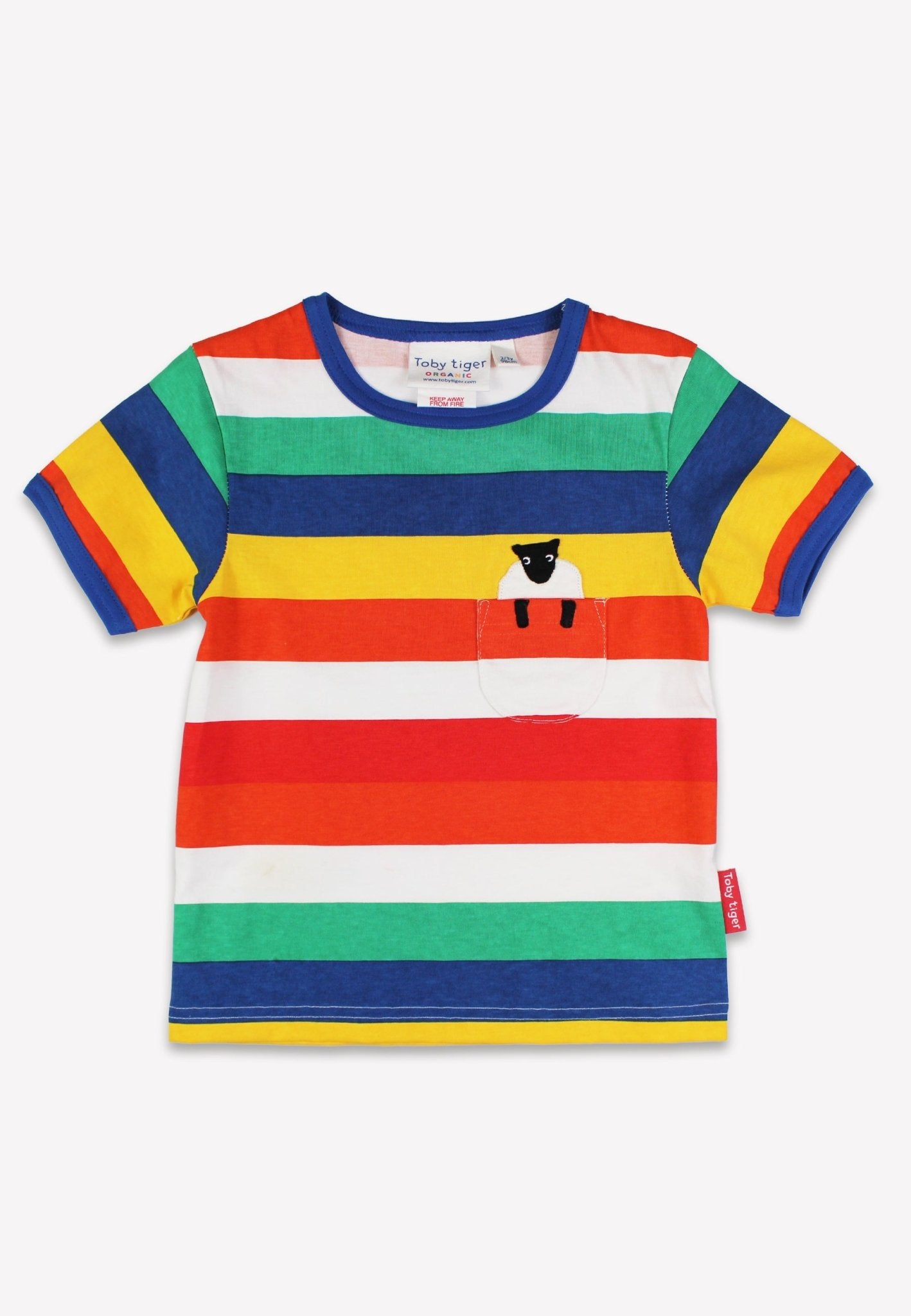 Organic Rainbow Sheep Pocket Applique Short Sleeved T Shirt