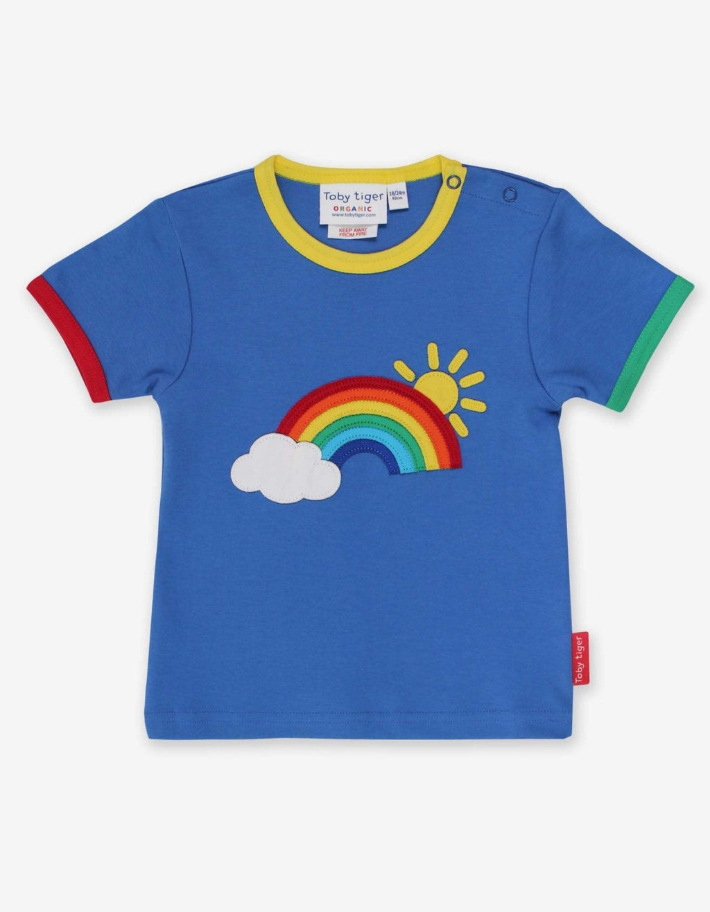 Organic Rainbow Sun and Cloud Applique Short Sleeved T Shirt