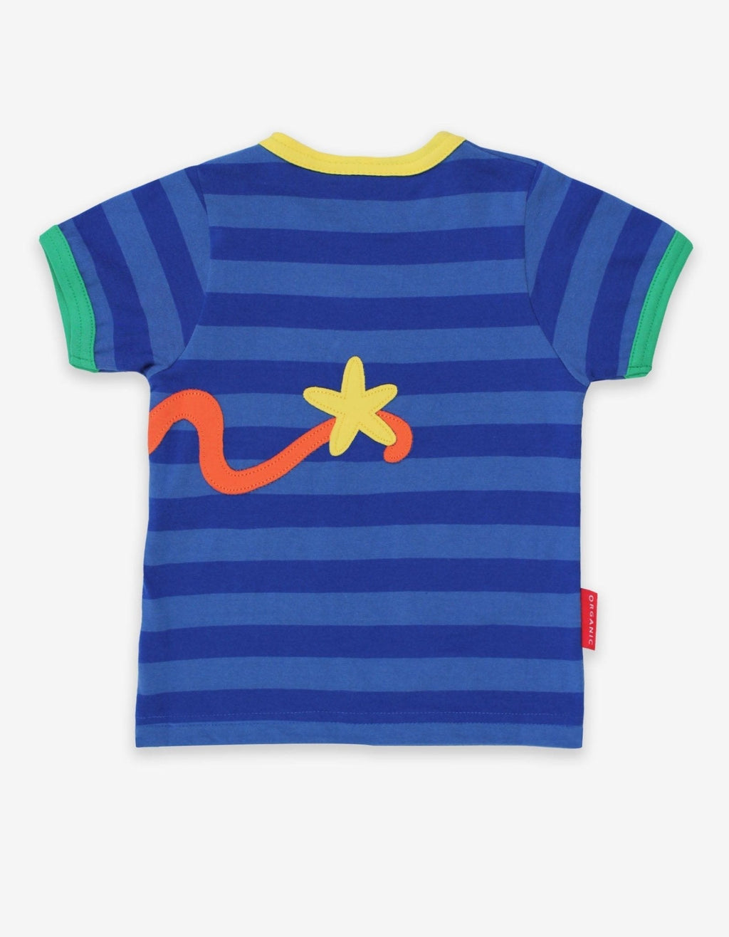 Organic Octopus Applique Dark Blue Striped Short Sleeved T Shirt