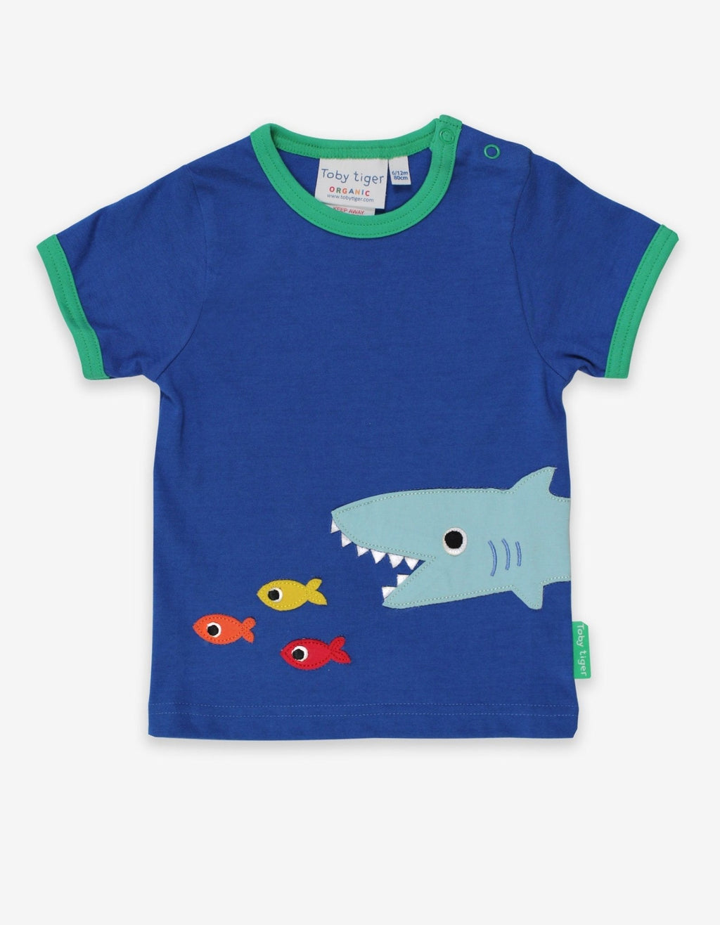 Organic Shark Applique Short Sleeved T Shirt for Kids