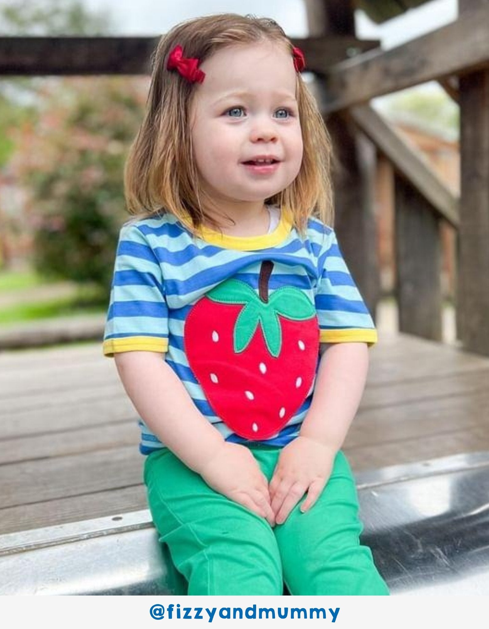 Organic Strawberry Applique Short Sleeved T-Shirt for Children