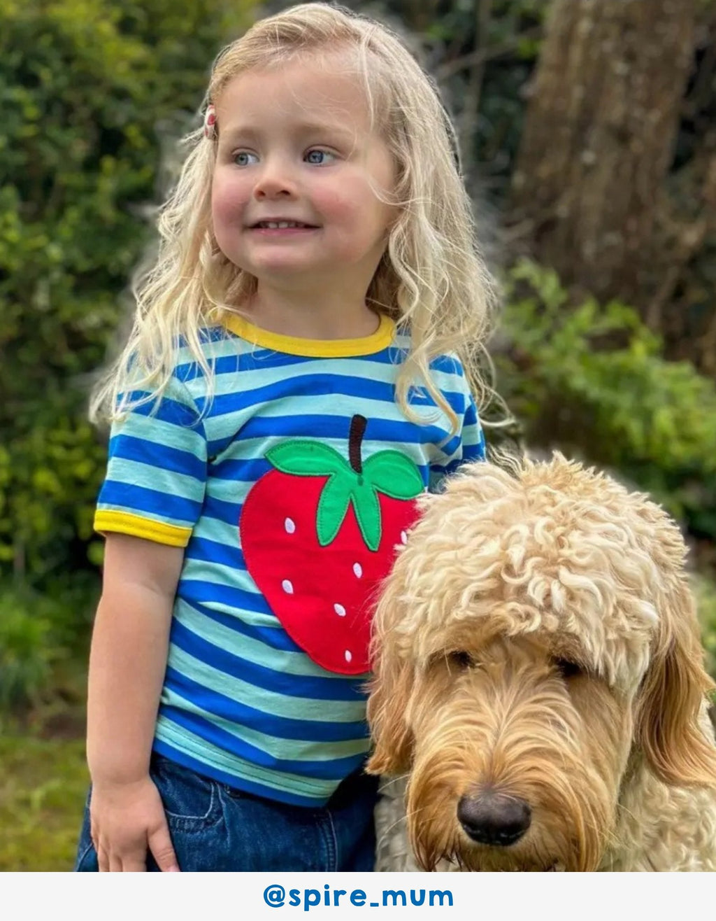 Organic Strawberry Applique Short Sleeved T-Shirt for Children