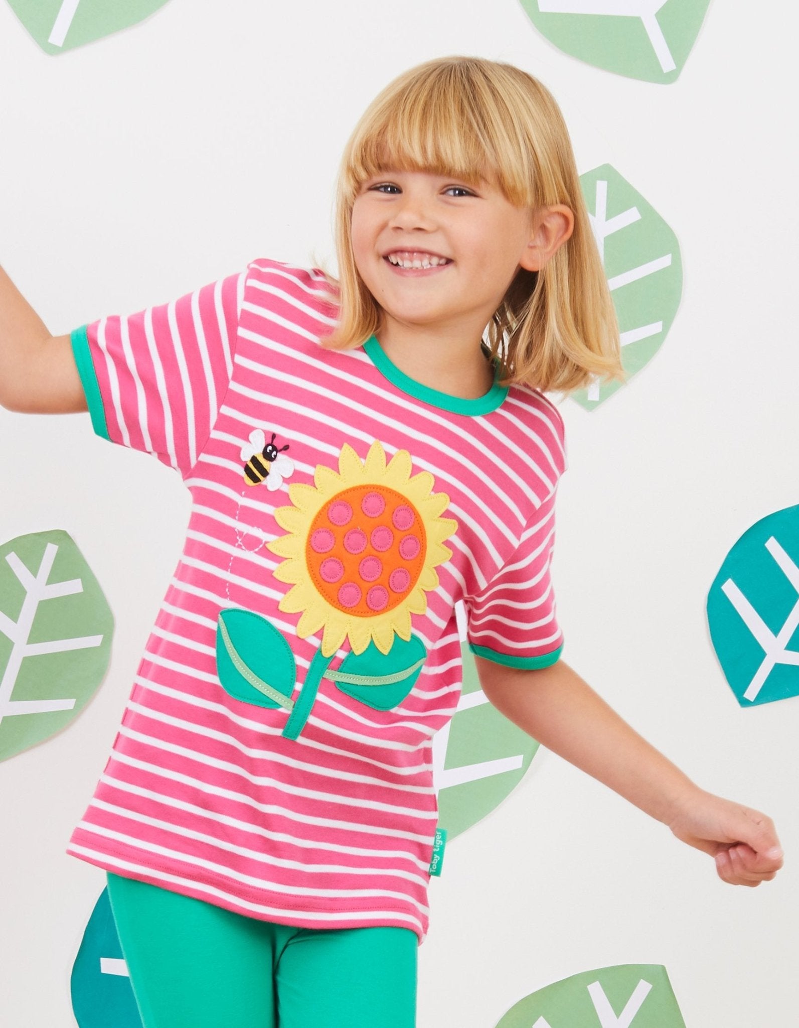 Organic Sunflower Applique Short Sleeved T Shirt