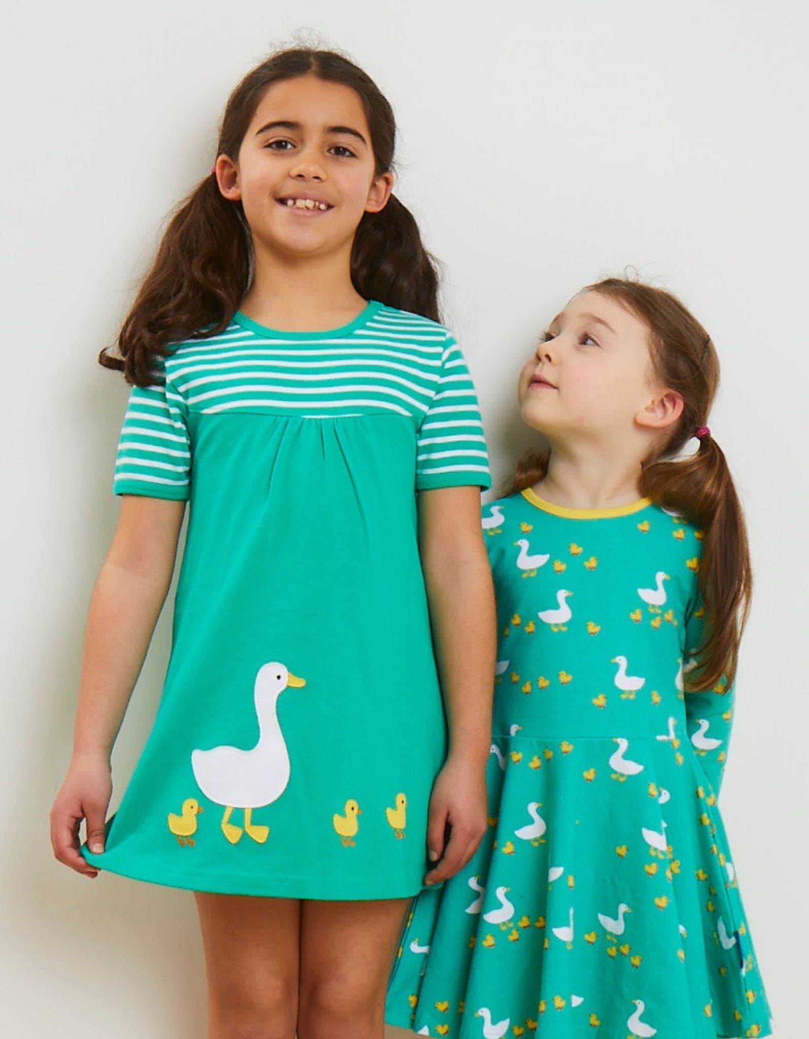 Organic Duck Applique Dress in Green