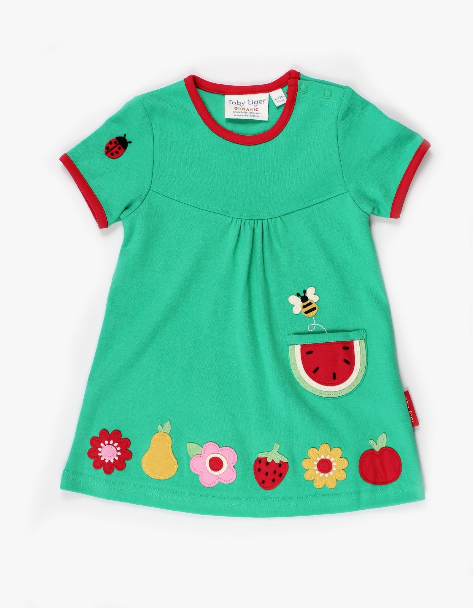 Organic Fruit Flower Applique T Shirt Dress for Children