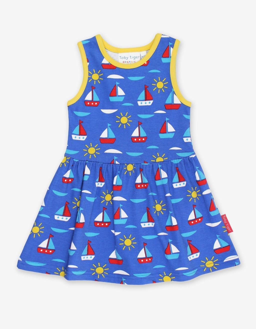 Organic Boat Print Summer Dress for Kids