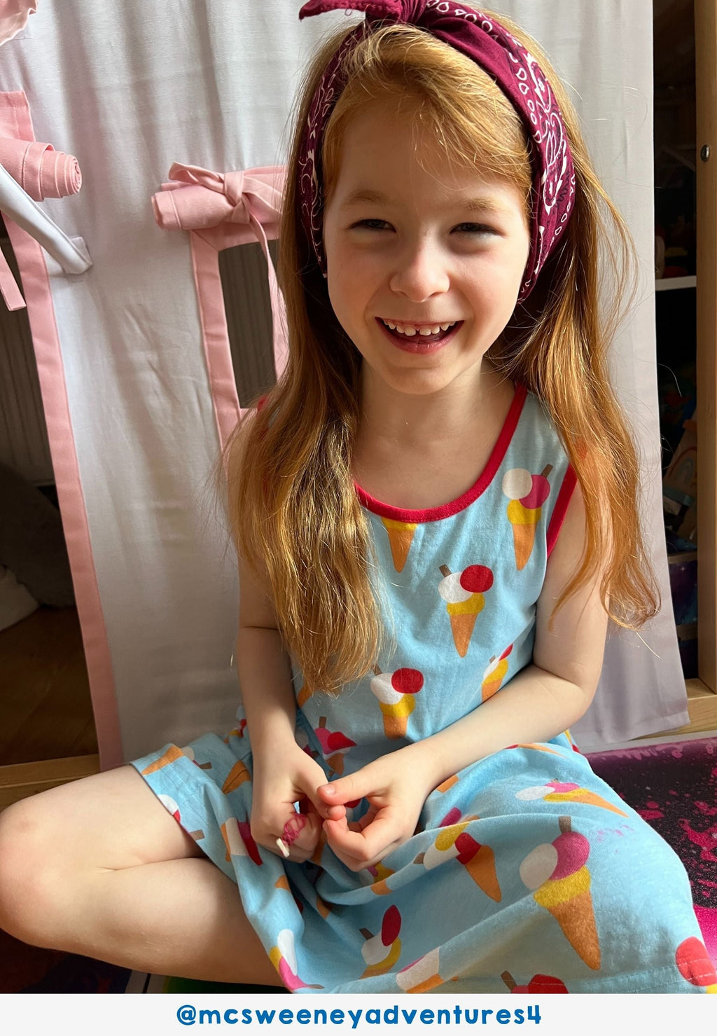 Organic Ice Cream Cones Print Summer Dress for Kids