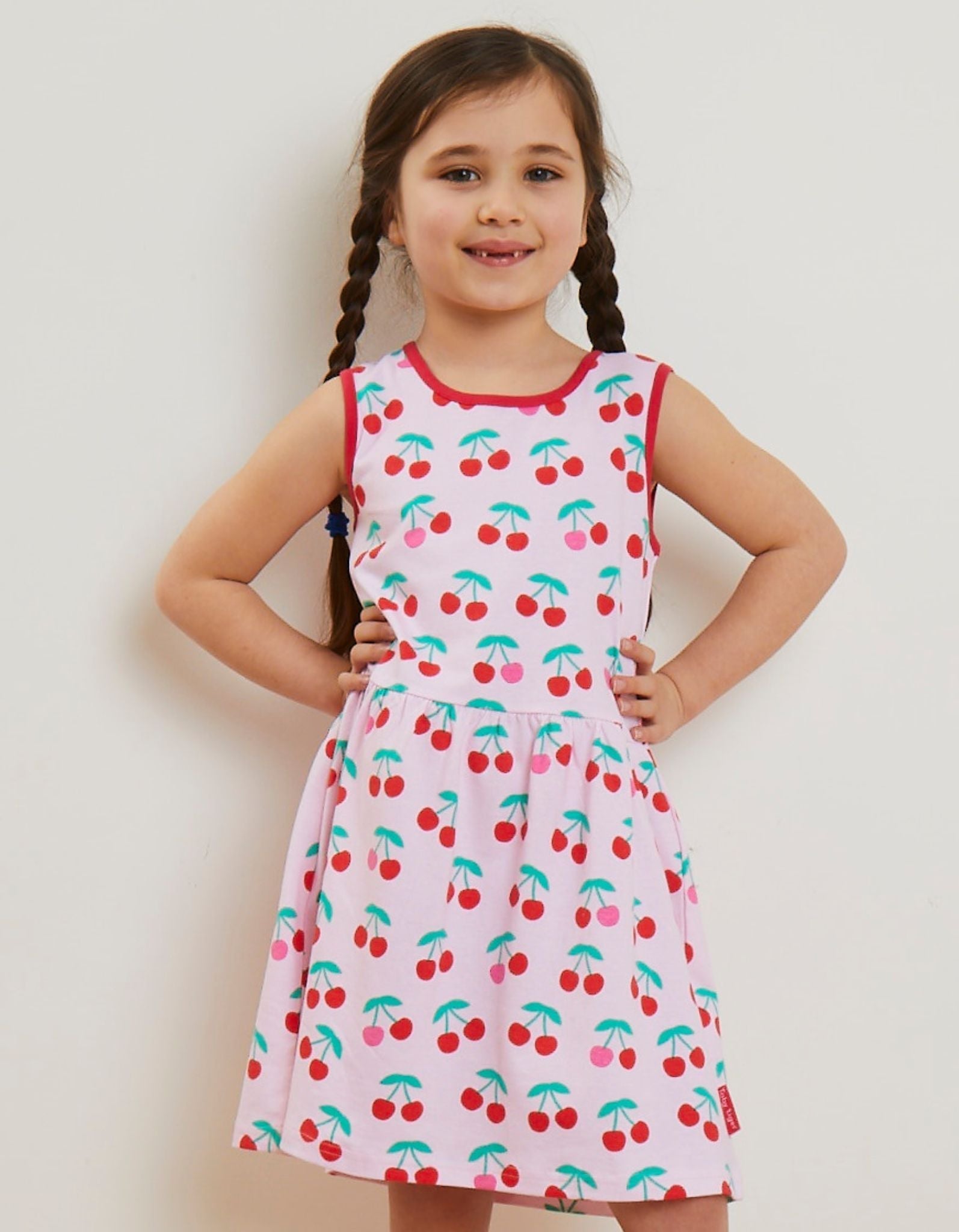Organic Cherry Print Summer Dress for Kids
