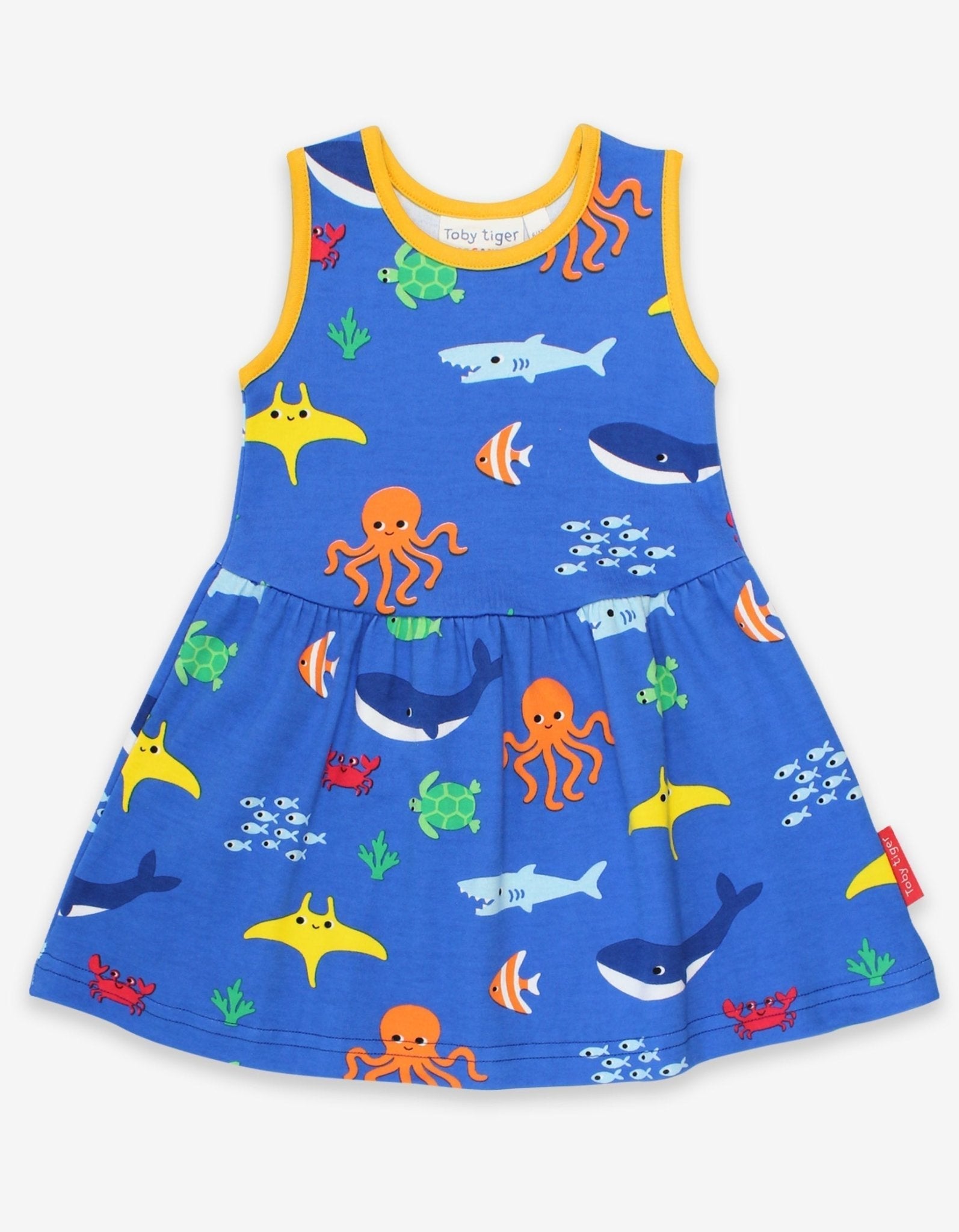 Organic Sealife Print Summer Dress for Kids