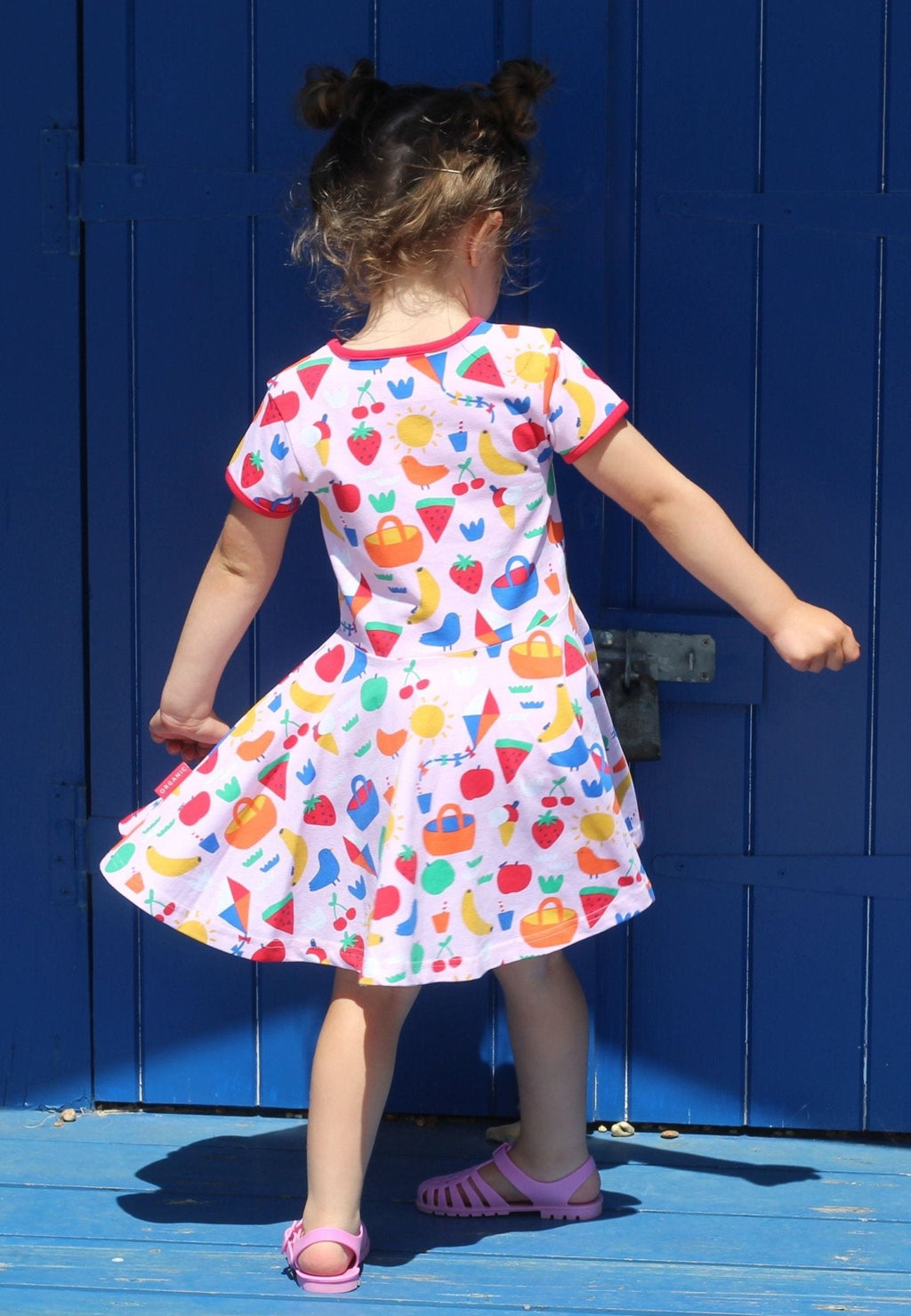 Organic Picnic Print Short Sleeved Skater Dress