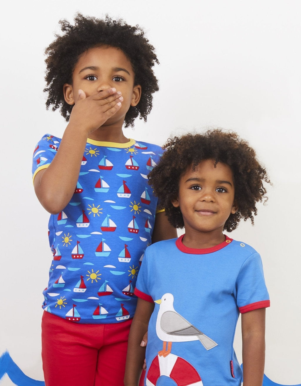 Organic Boat Print Short Sleeved T Shirt