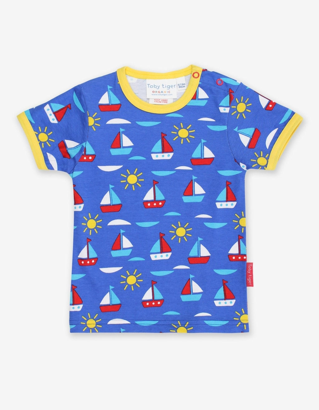 Organic Boat Print Short Sleeved T Shirt