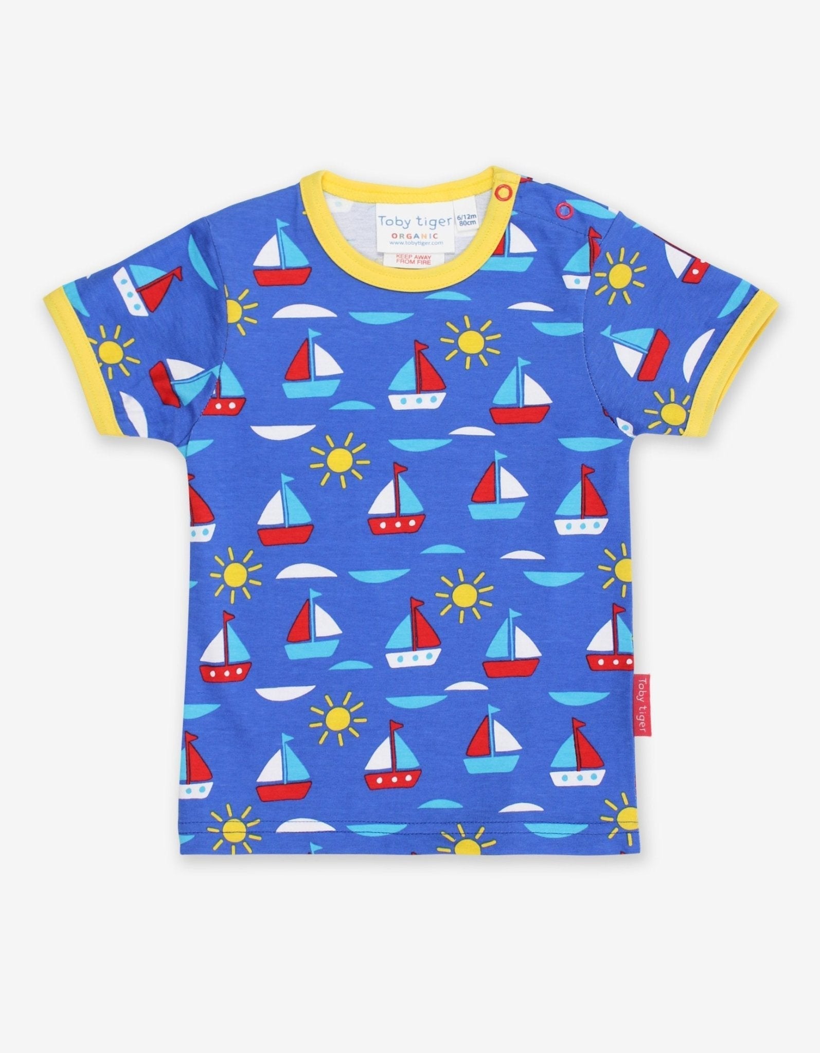 Organic Boat Print Short Sleeved T Shirt