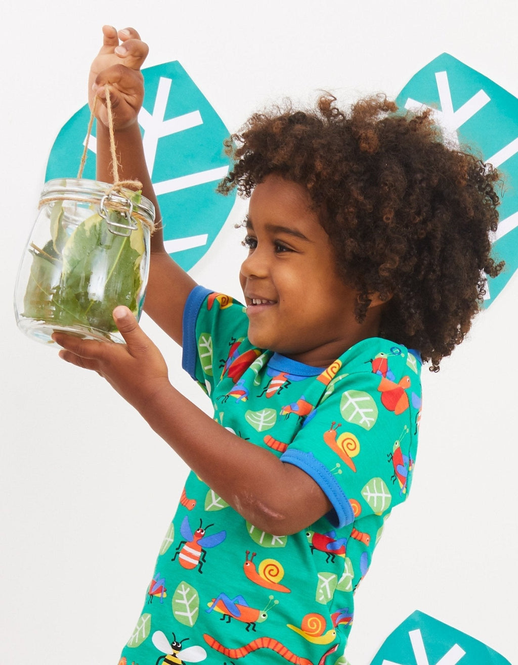 Organic Bug Print Short Sleeved T Shirt for Kids