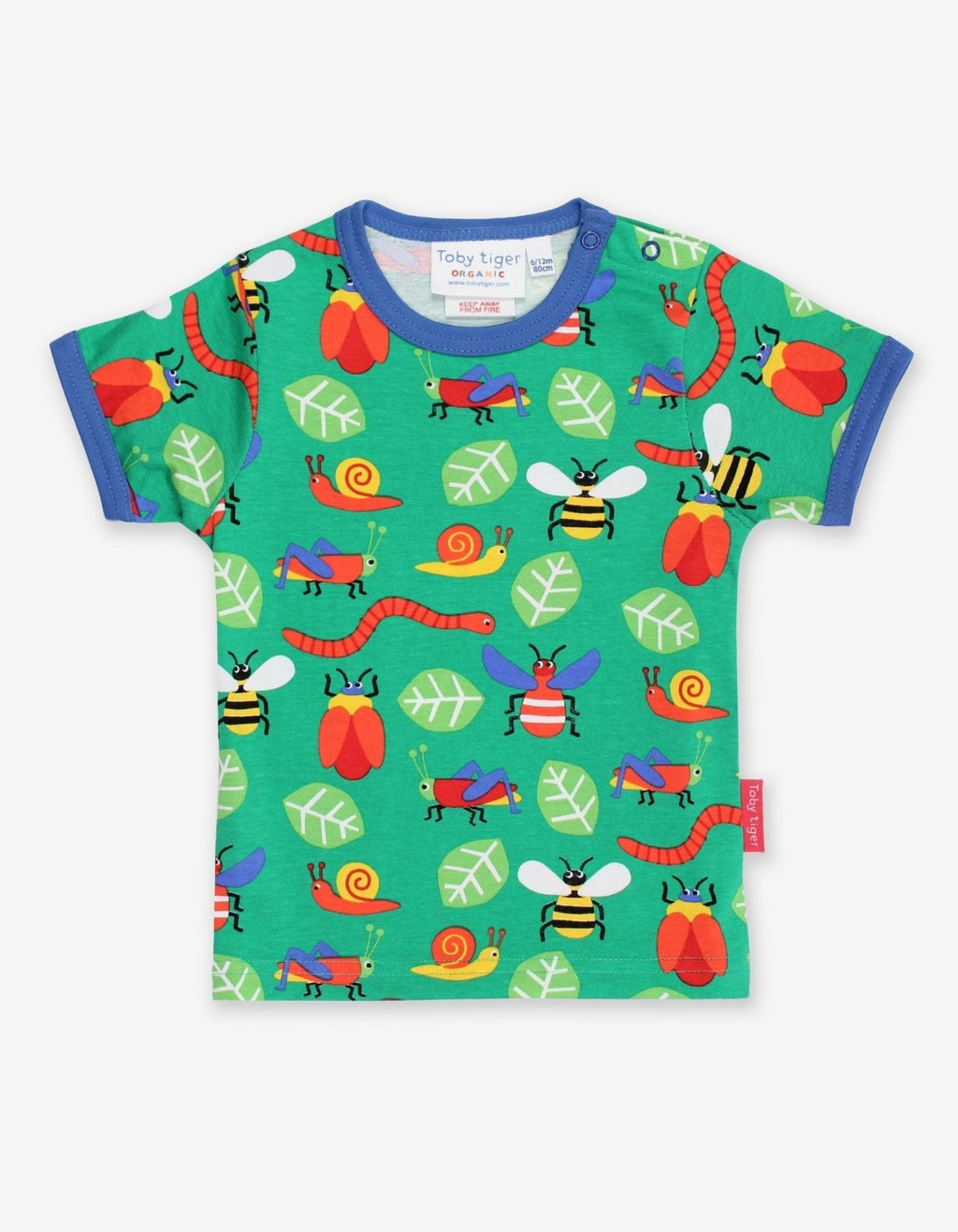 Organic Bug Print Short Sleeved T Shirt for Kids