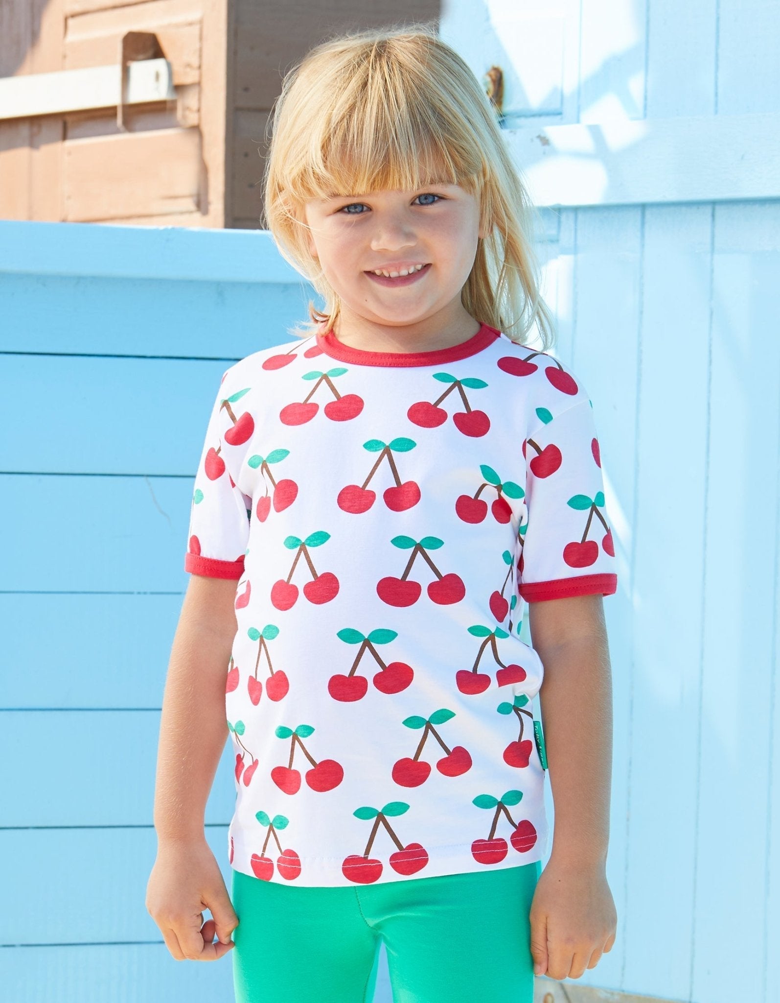 Organic Cherry Print Short Sleeved T Shirt