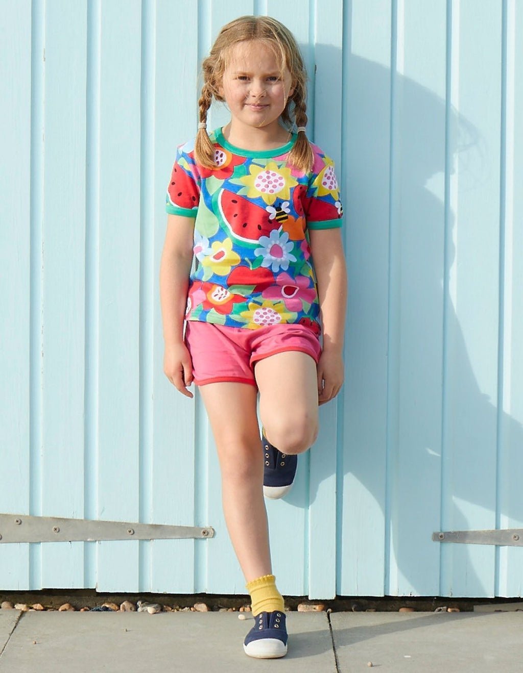 Organic Fruit Flower Print Short Sleeved T-Shirt