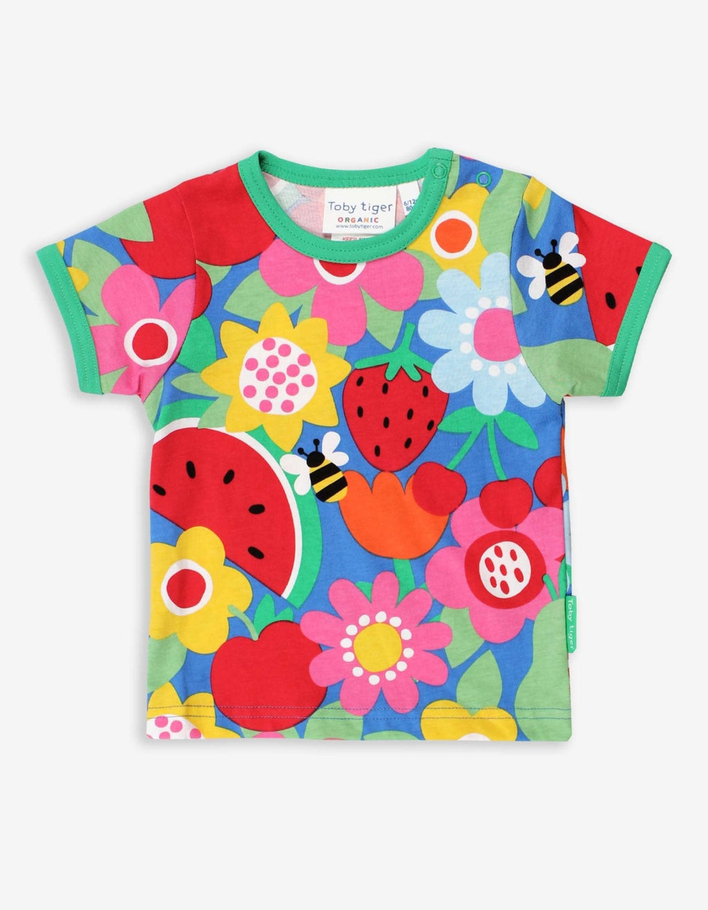 Organic Fruit Flower Print Short Sleeved T-Shirt