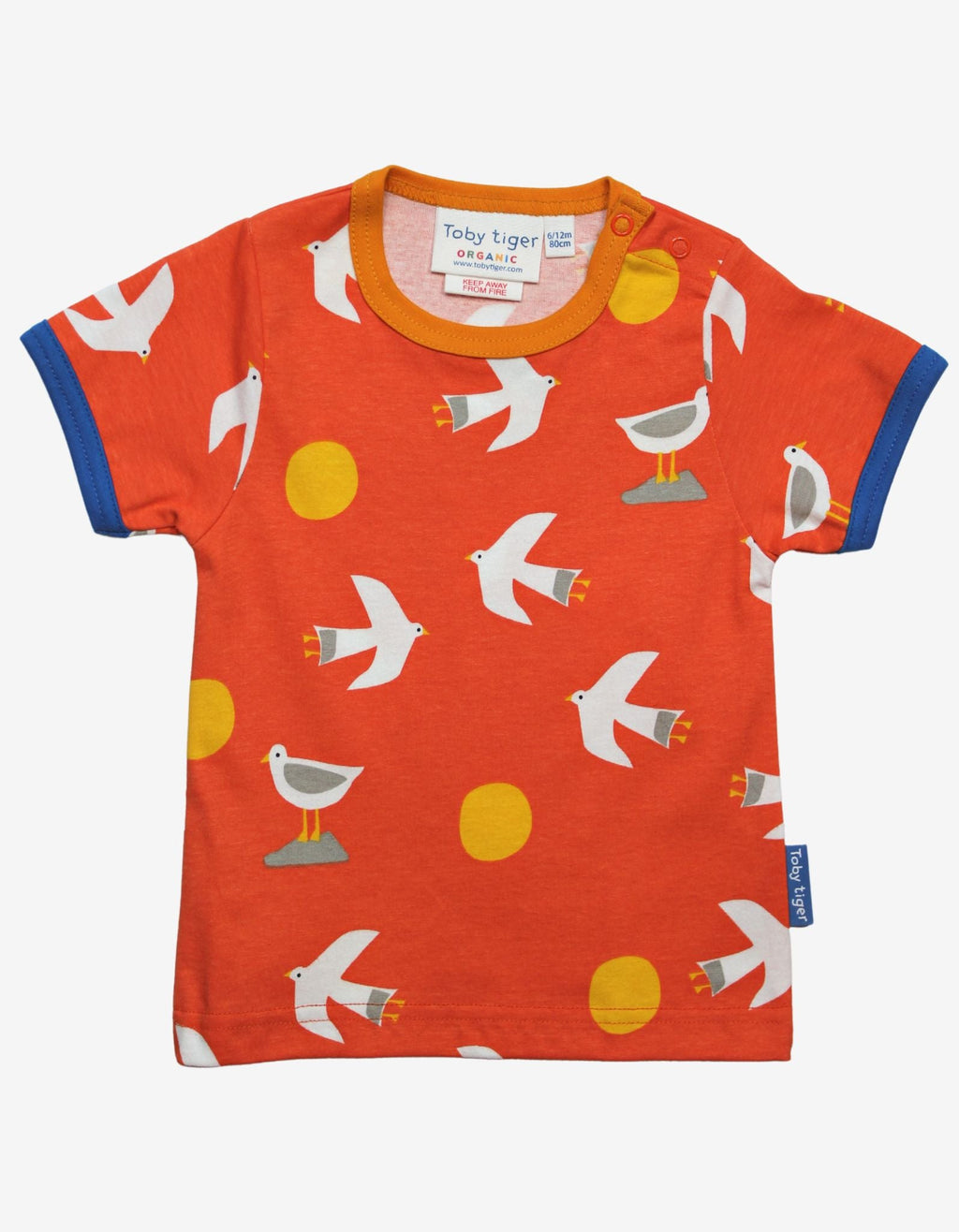 Organic Seagull Print Short Sleeved T Shirt