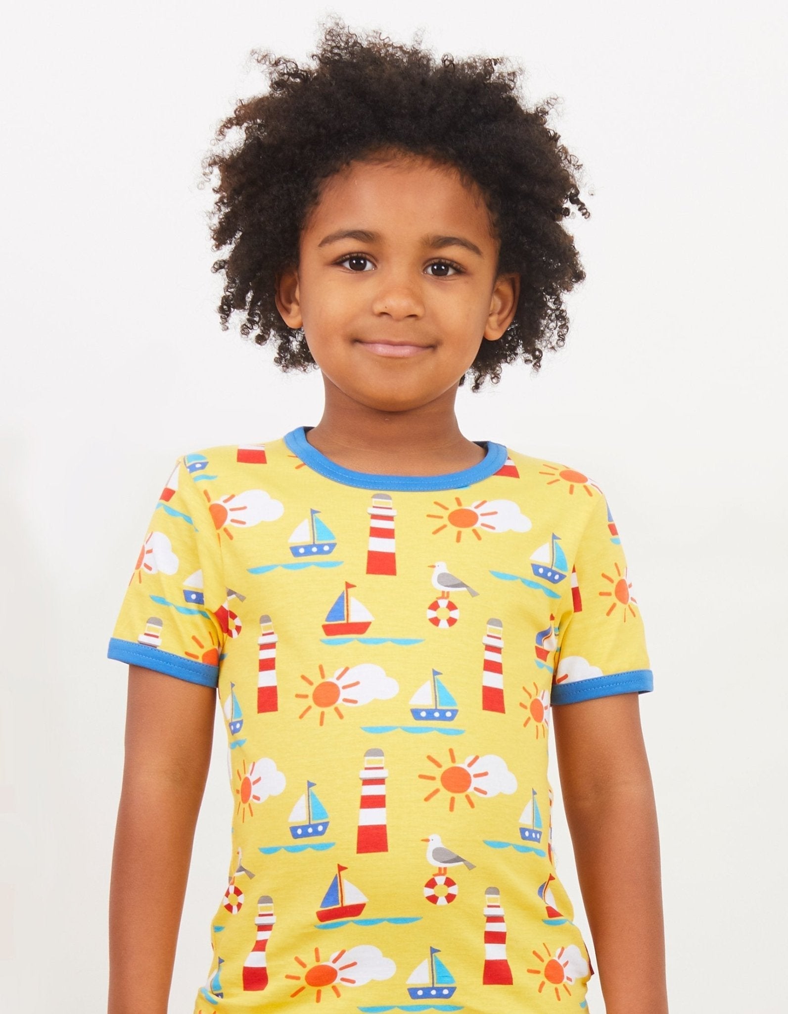 Organic Seaside Print Short Sleeved T Shirt