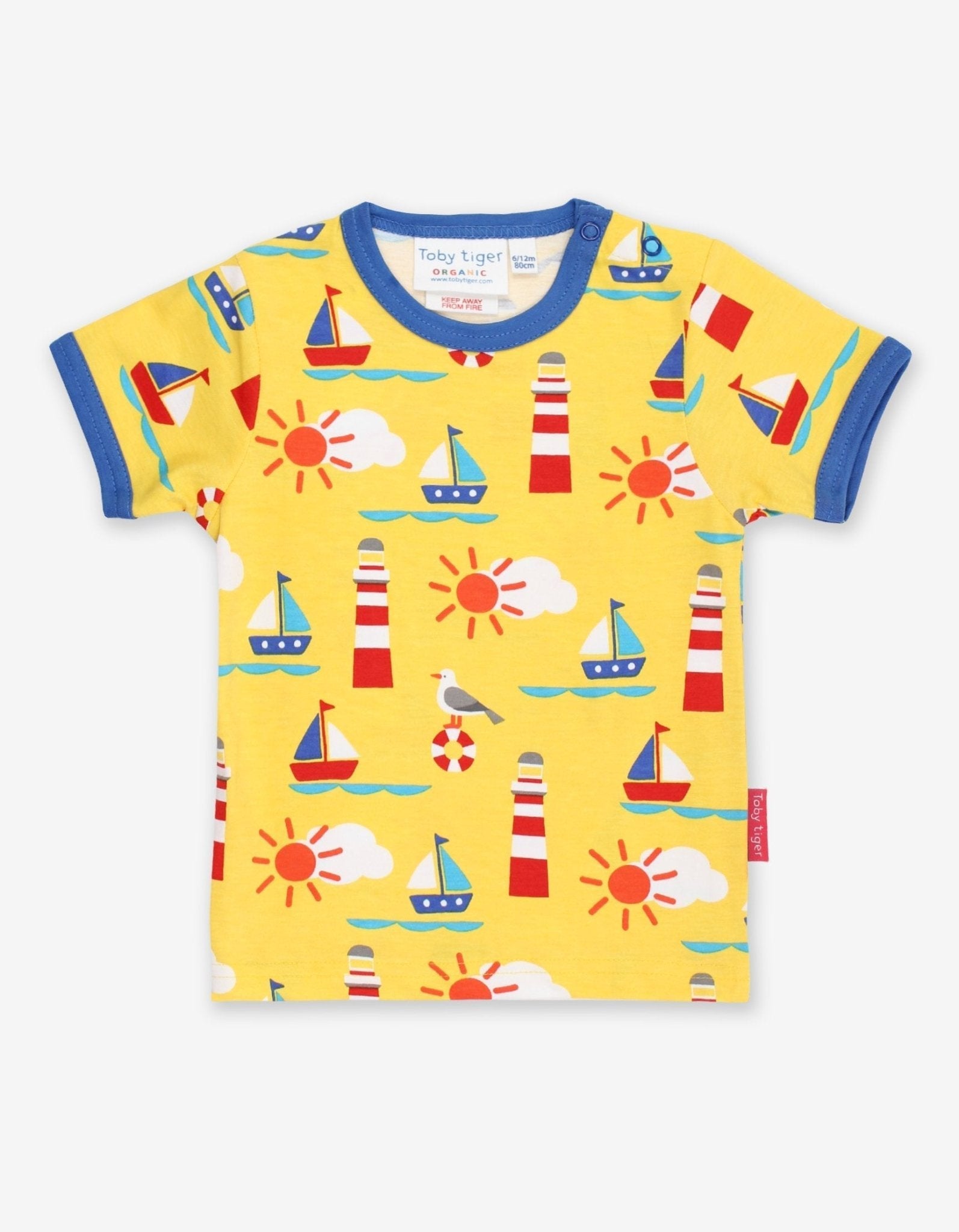 Organic Seaside Print Short Sleeved T Shirt